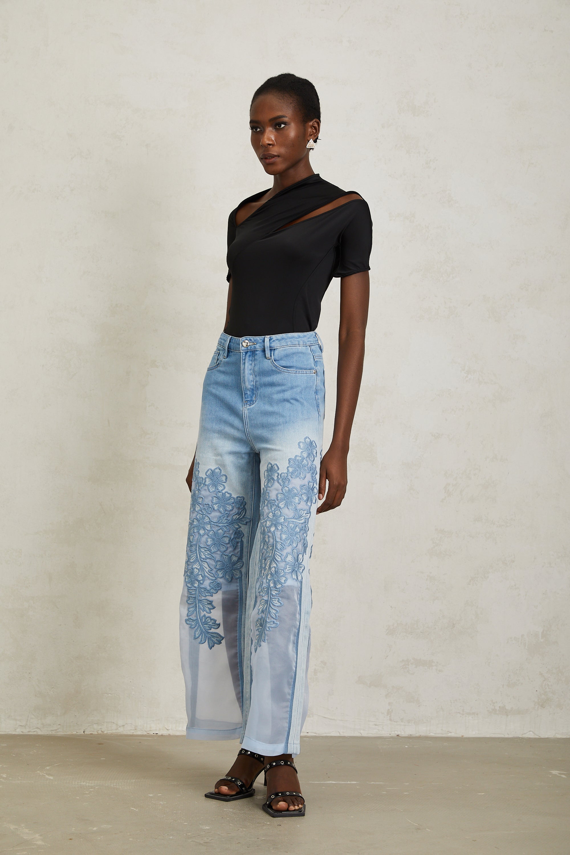 Carlota Black Asymmetrical Cut Out Bodysuit (Final Sale)