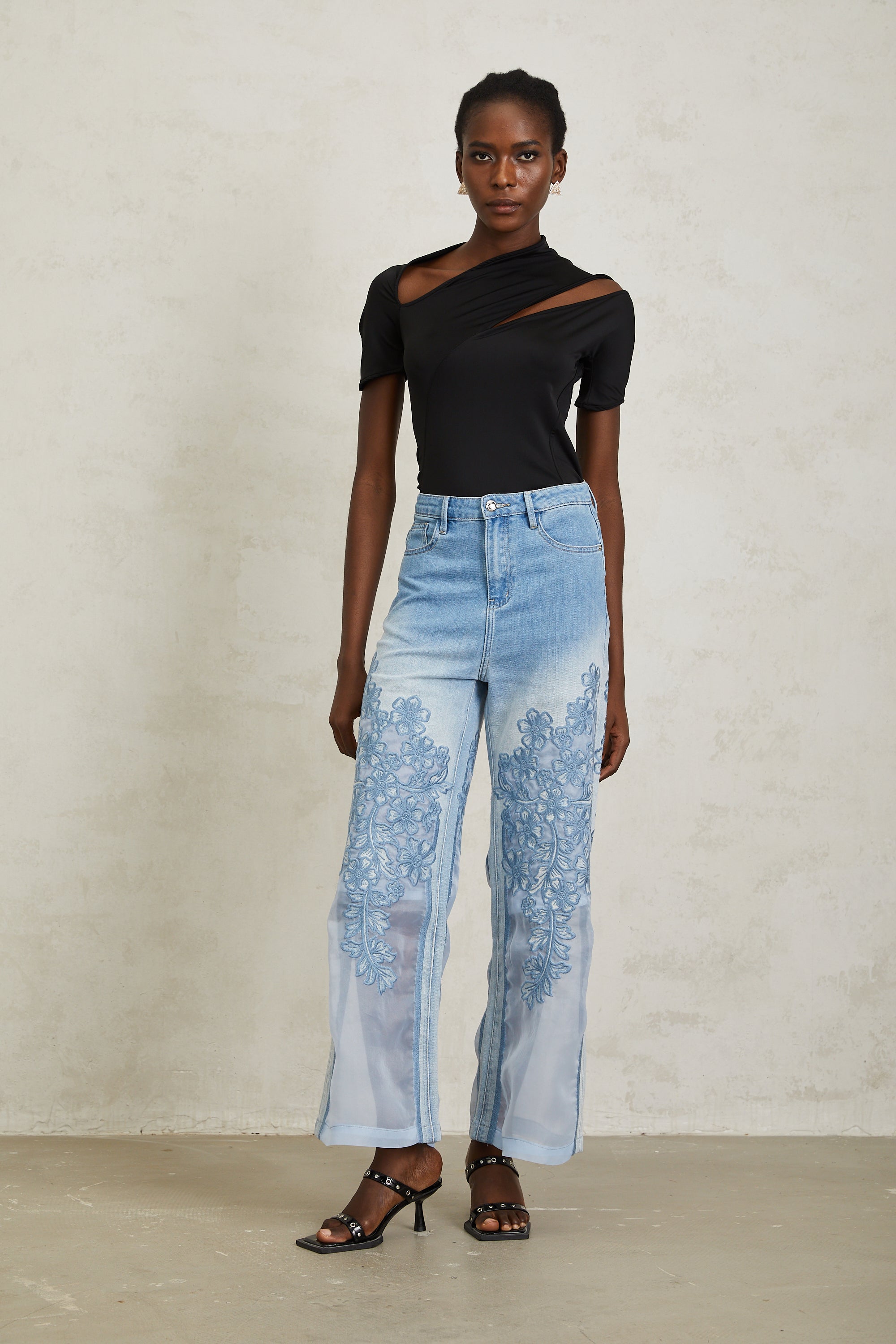 Carlota Black Asymmetrical Cut Out Bodysuit (Final Sale)