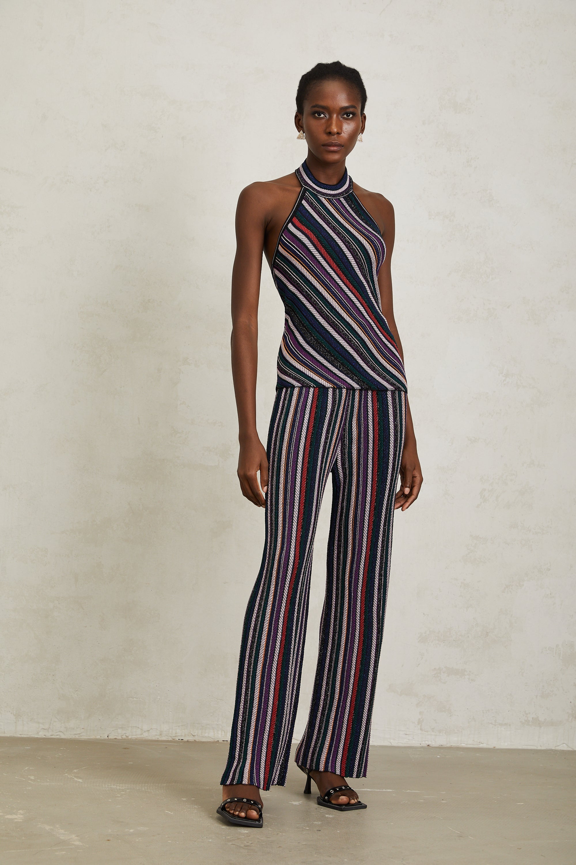 Harper Purple Striped Knit Top & Trousers Set