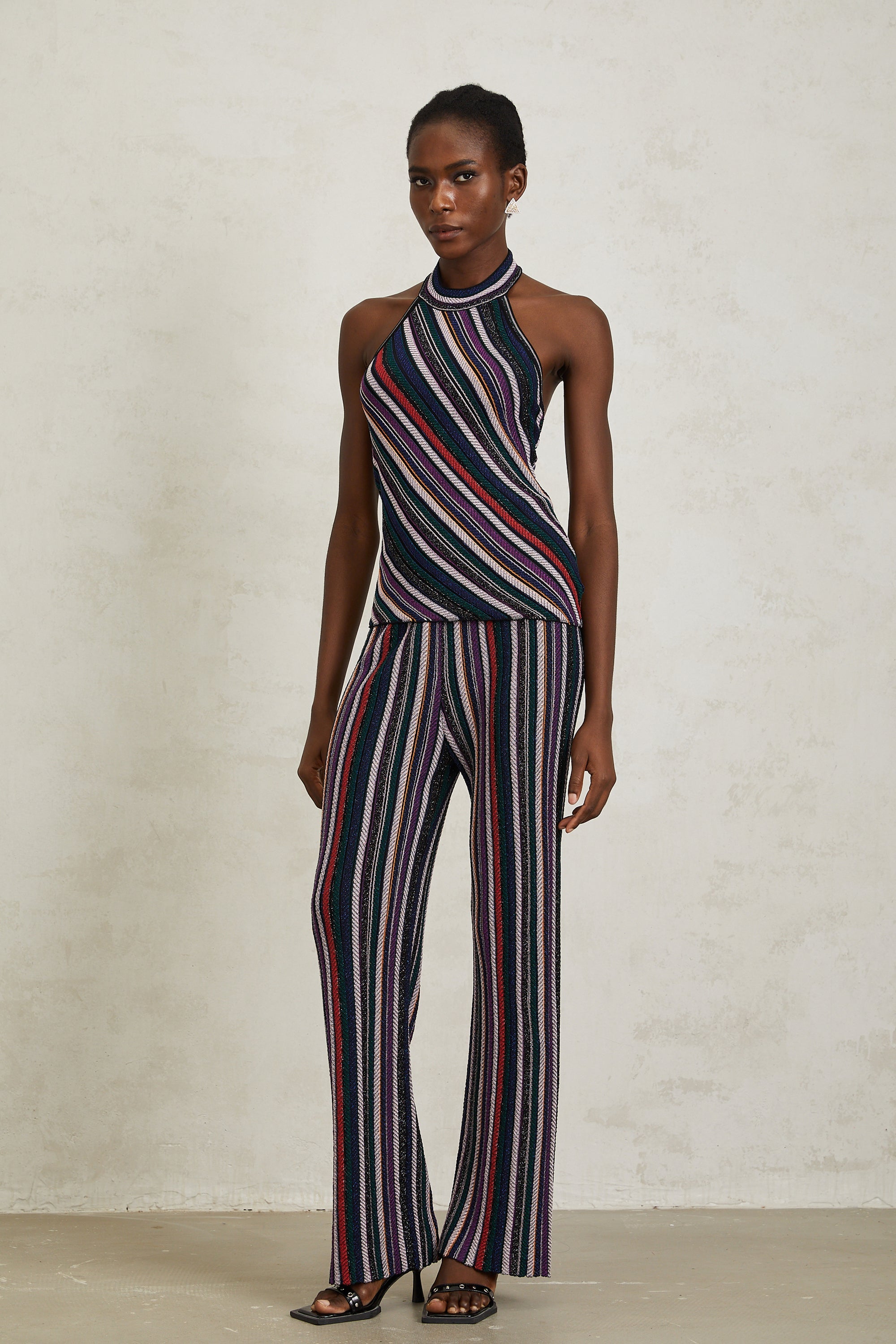 Harper Purple Striped Knit Top & Trousers Set (Final Sale)