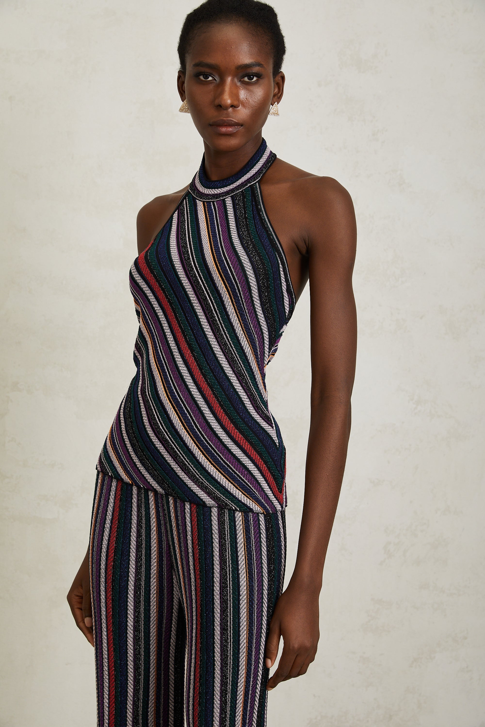 Harper Purple Striped Knit Top & Trousers Set