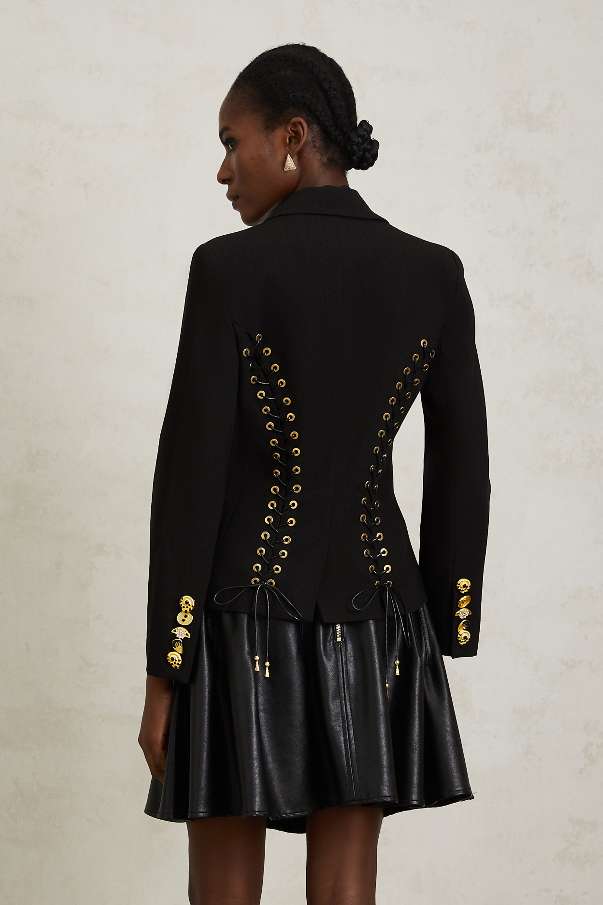 Sabine Black Lace Up Blazer (Final Sale-US Only)