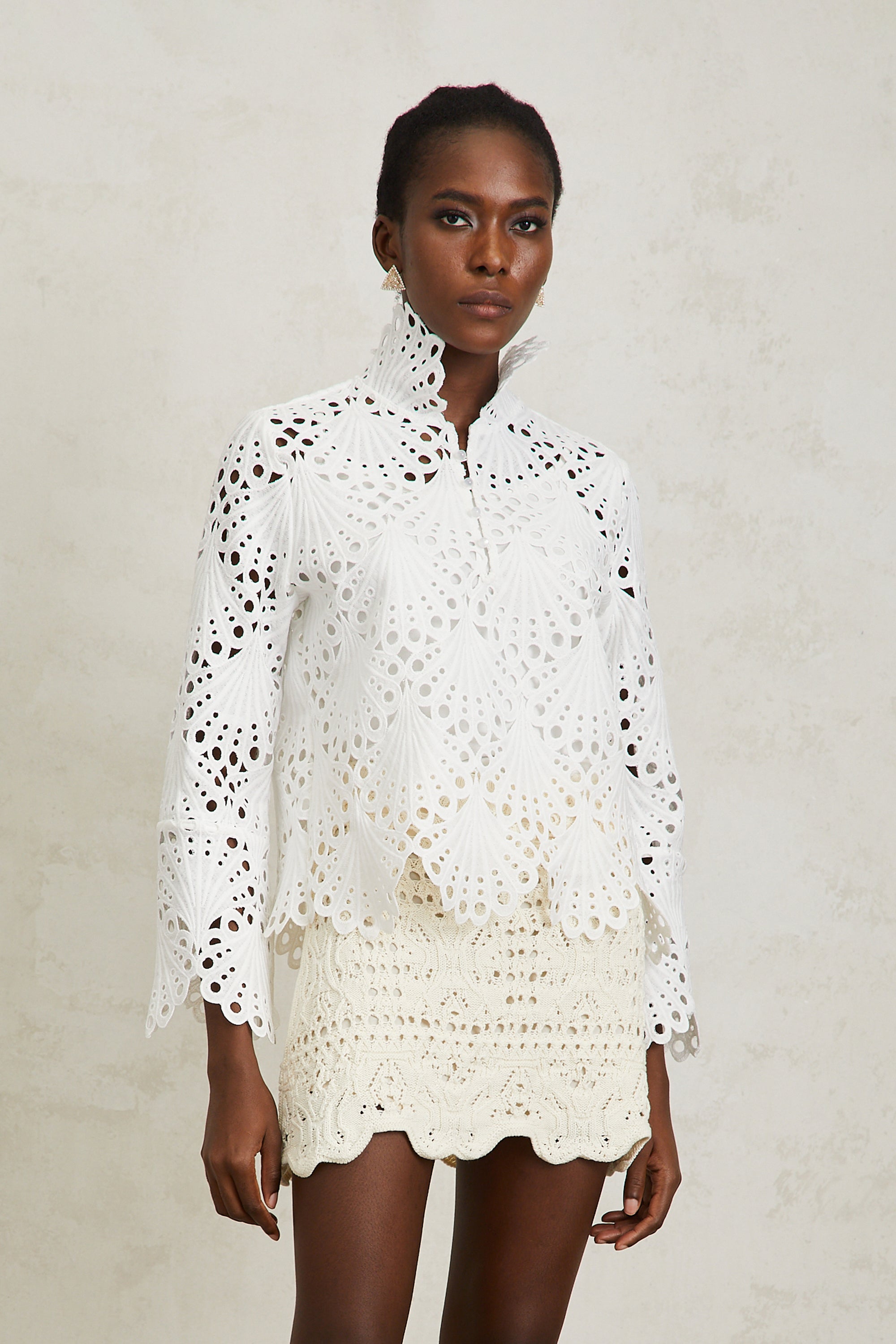 Wilhelmine White Corded Lace Blouse (Final Sale-US Only)