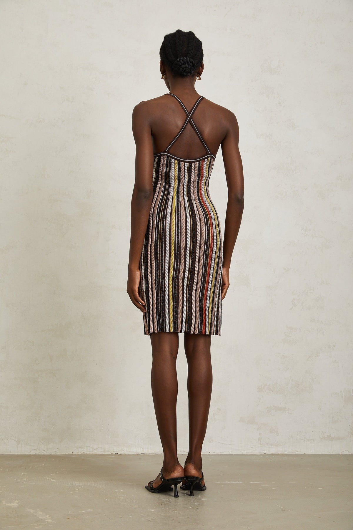 Harper Brown Striped Knit Mini Dress