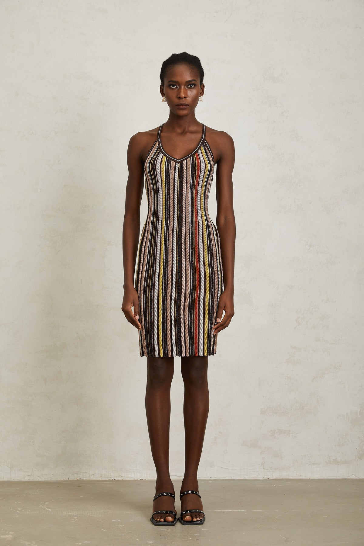 Harper Brown Striped Knit Mini Dress