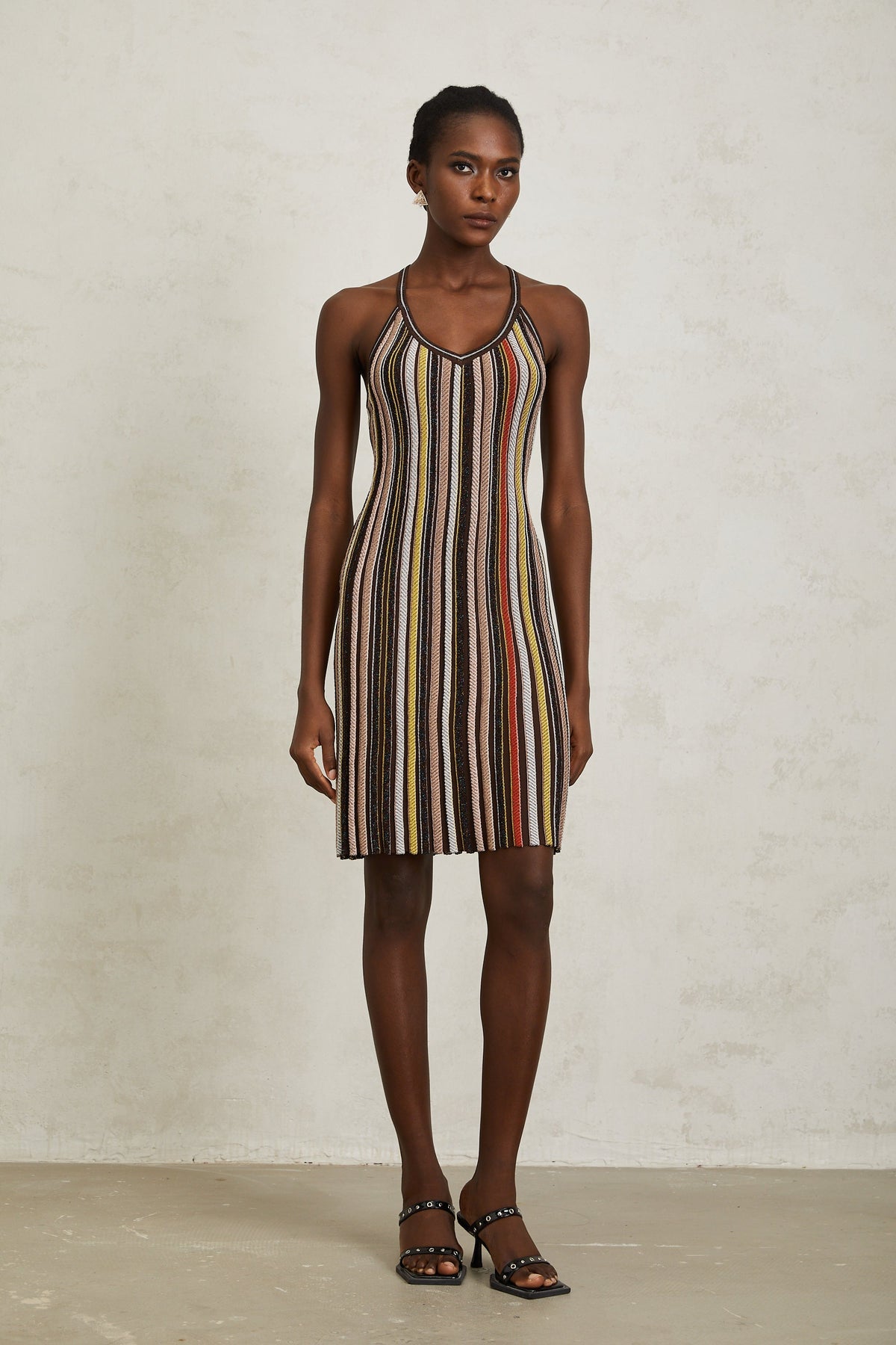 Harper Brown Striped Knit Mini Dress
