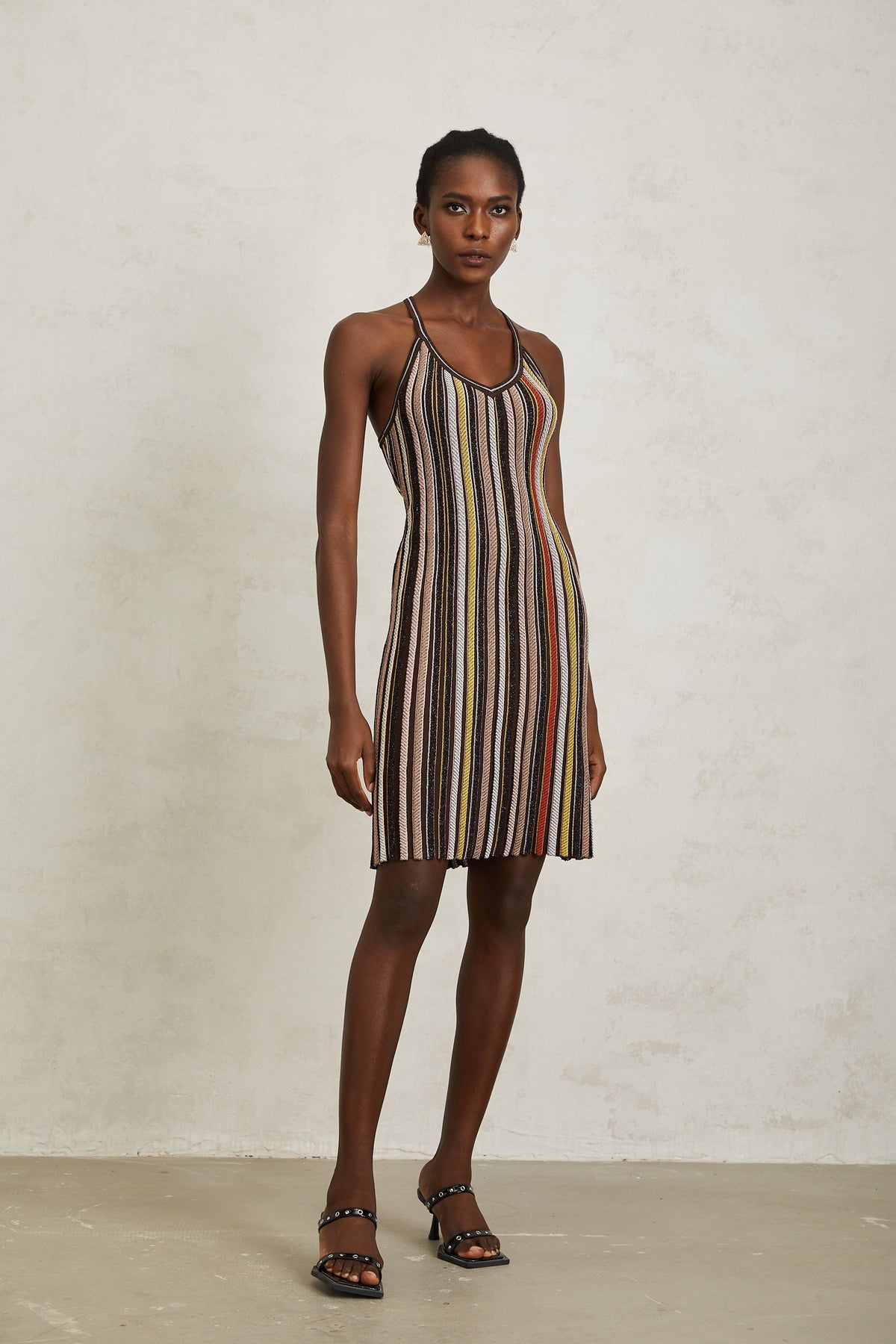 Harper Brown Striped Knit Mini Dress