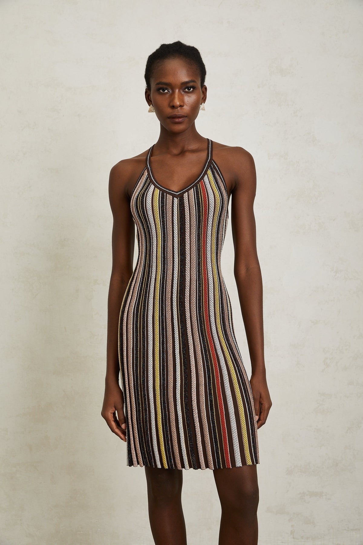 Harper Brown Striped Knit Mini Dress (Final Sale)