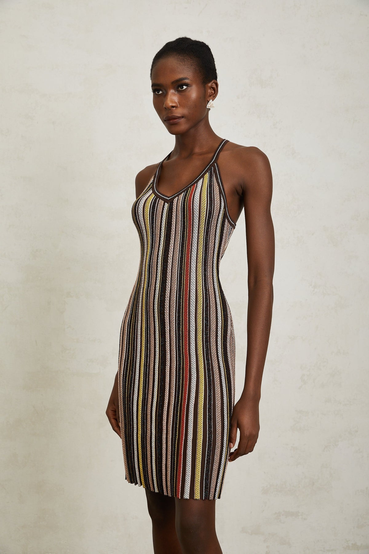 Harper Brown Striped Knit Mini Dress