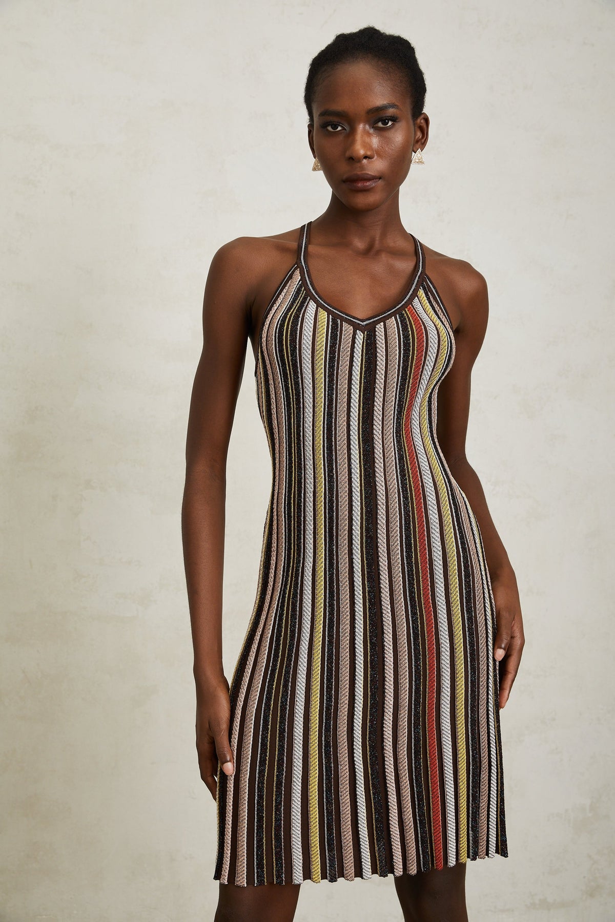 Harper Brown Striped Knit Mini Dress (Final Sale)