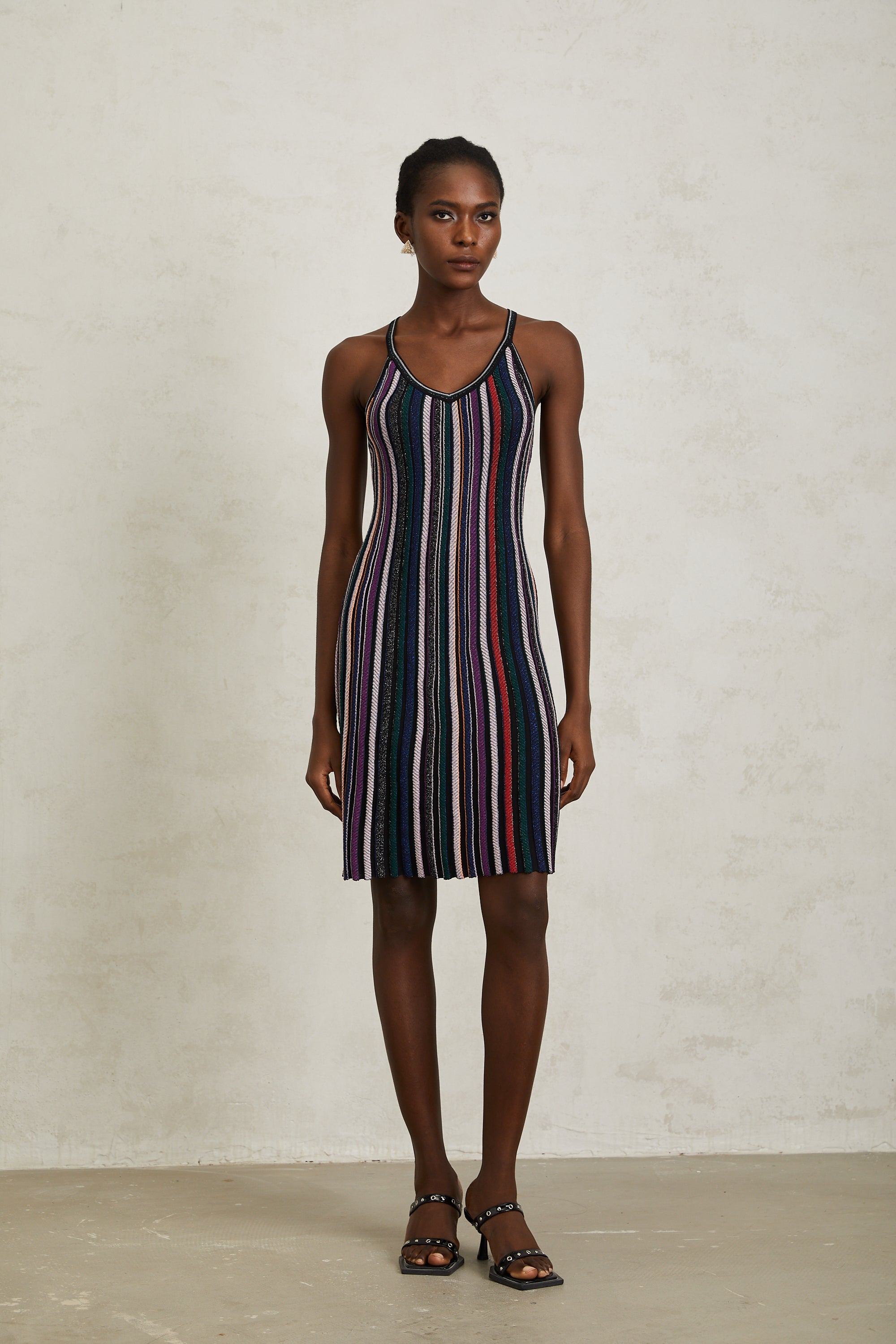 Harper Purple Striped Knit Mini Dress