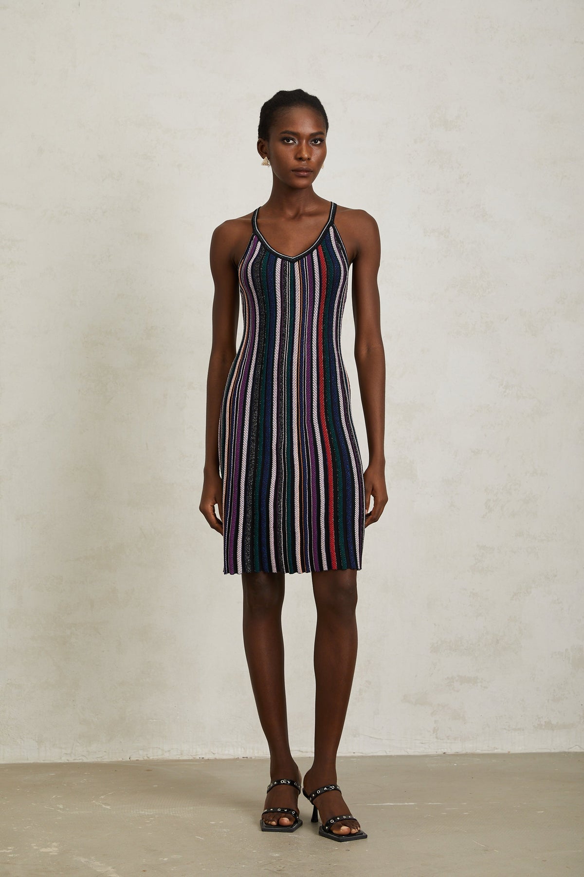 Harper Purple Striped Knit Mini Dress
