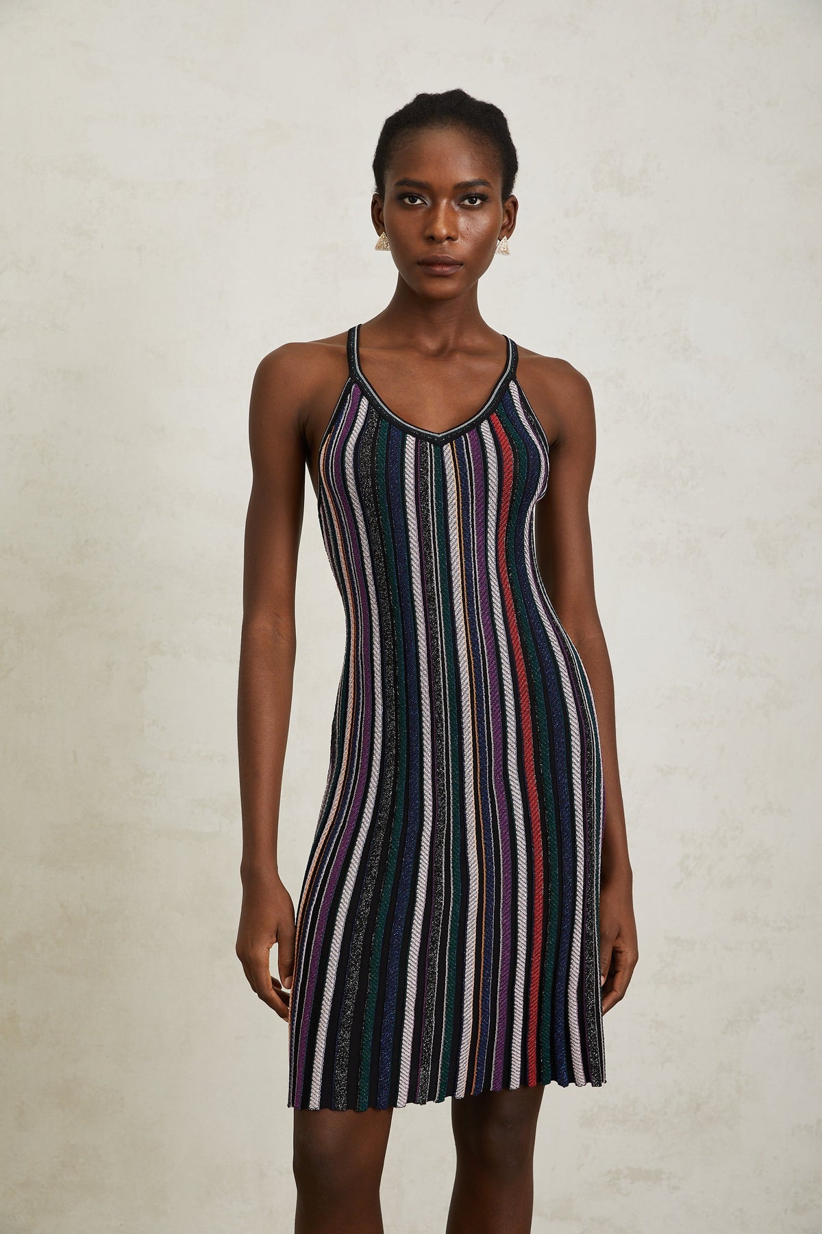 Harper Purple Striped Knit Mini Dress