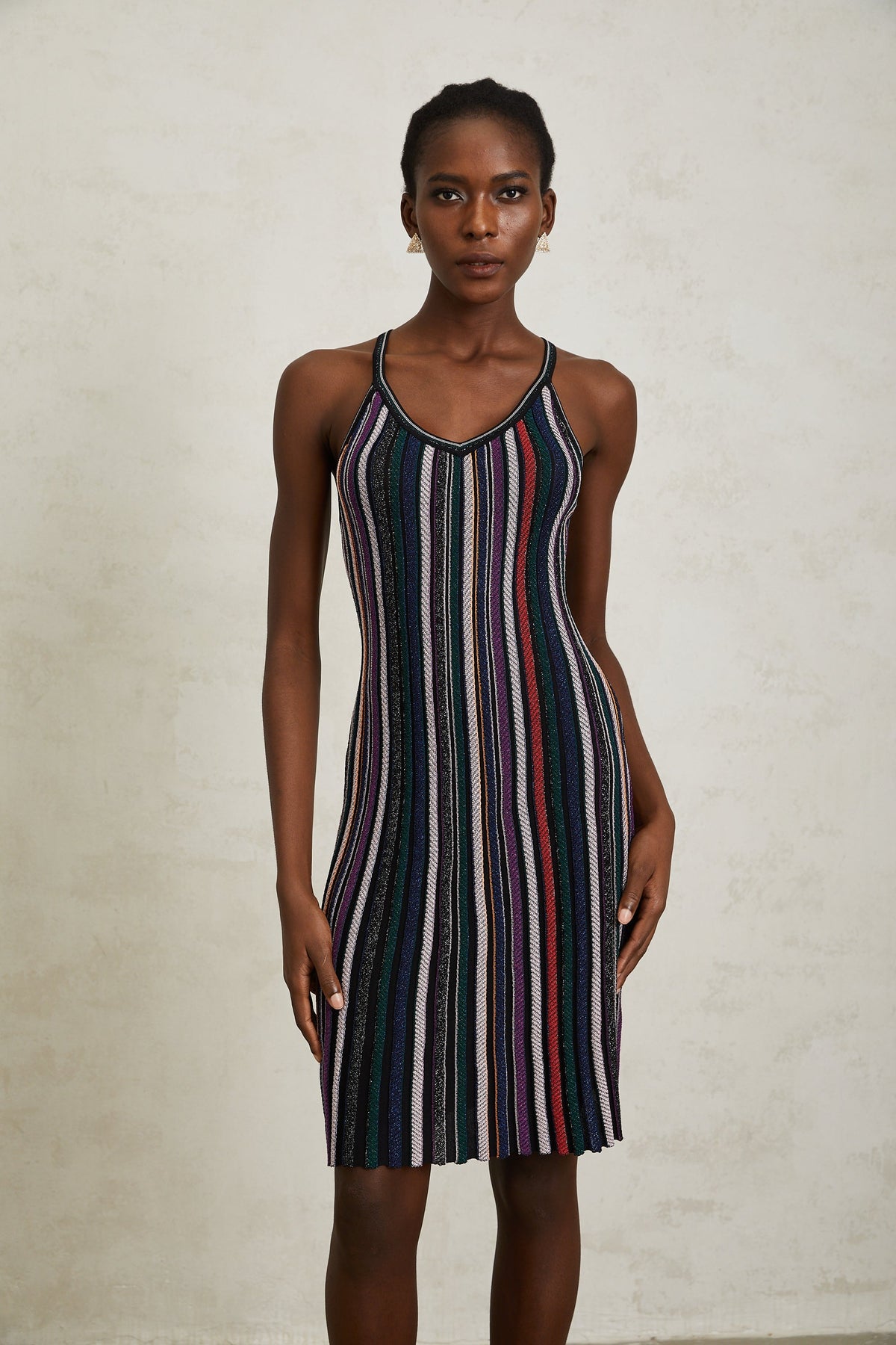 Harper Purple Striped Knit Mini Dress