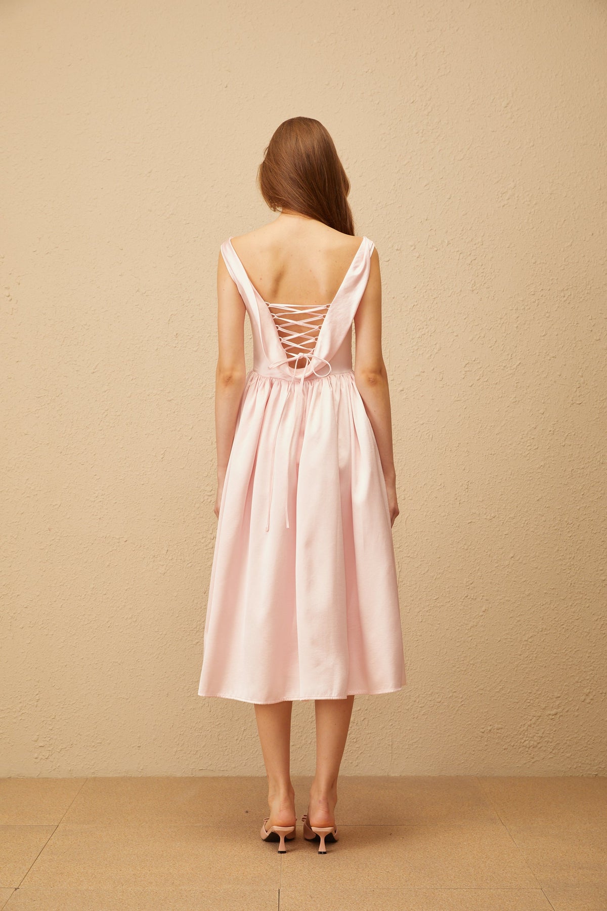 Althéa Pink Cowl Neck Voluminous Midi Dress