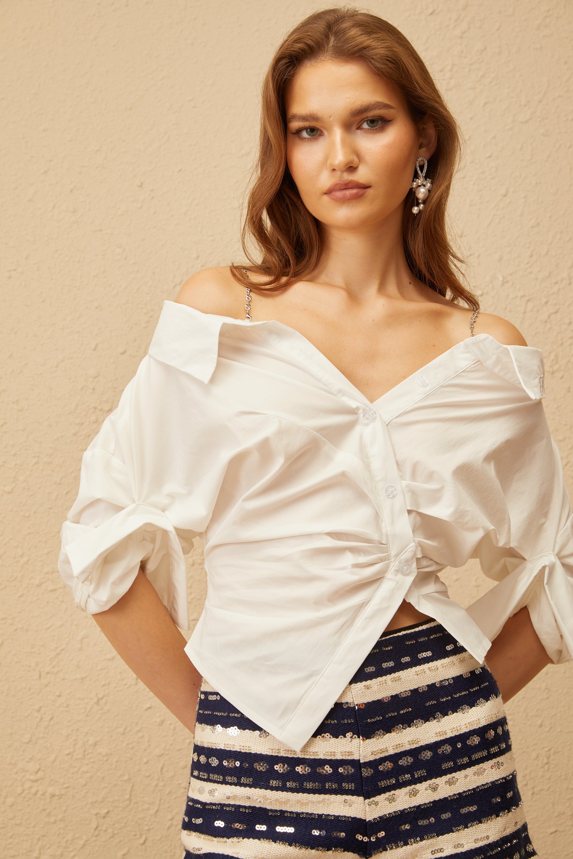 Hélène White Deconstructed Cropped Blouse (Final Sale-US Only)