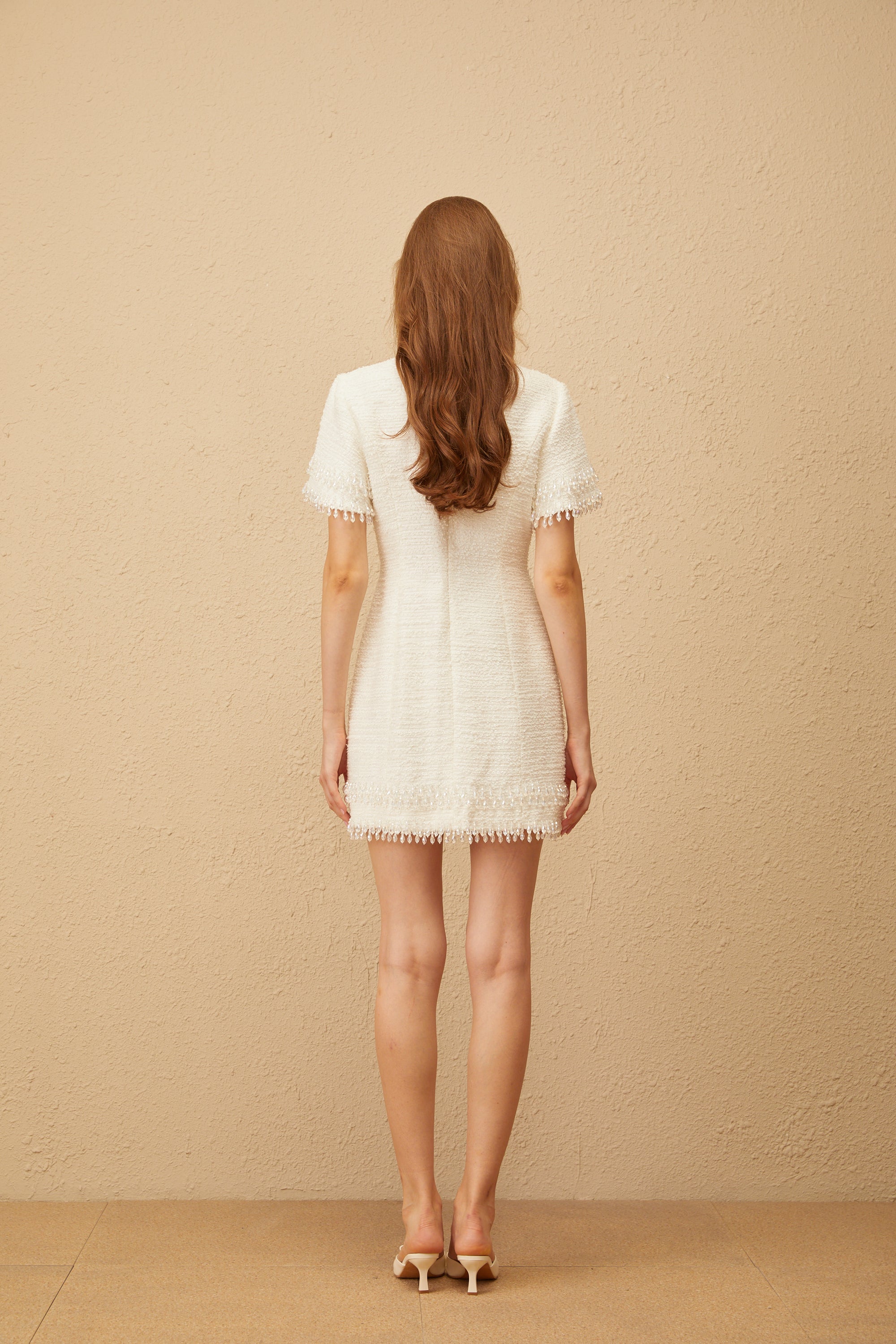 Zephyrine White Fringed Tweed Mini Dress (Final Sale-US Only)