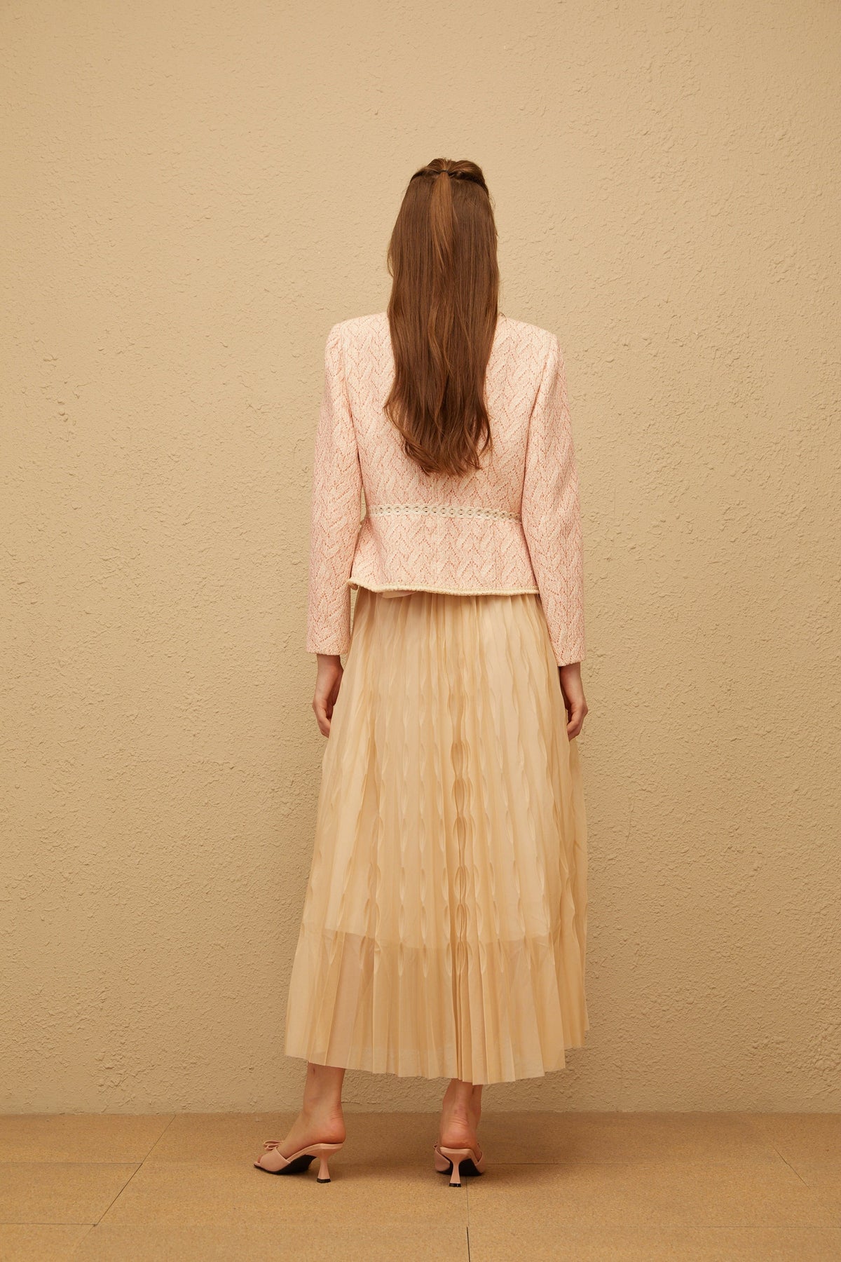 Dianthe Pink Crochet Knit Jacket & Tulle Skirt Set