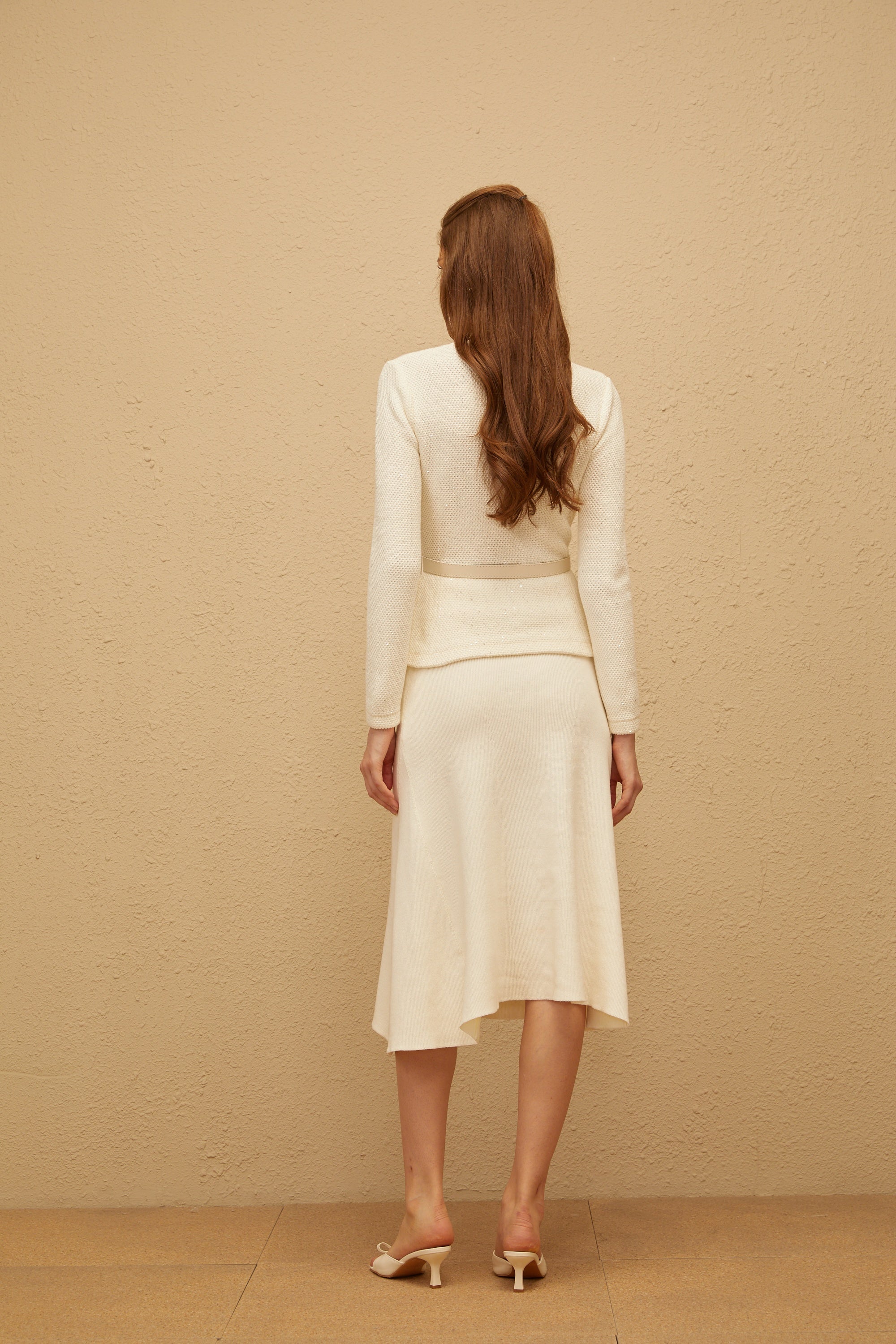 Adélade White Embellished Knit Midi Dress (Final Sale-US Only)