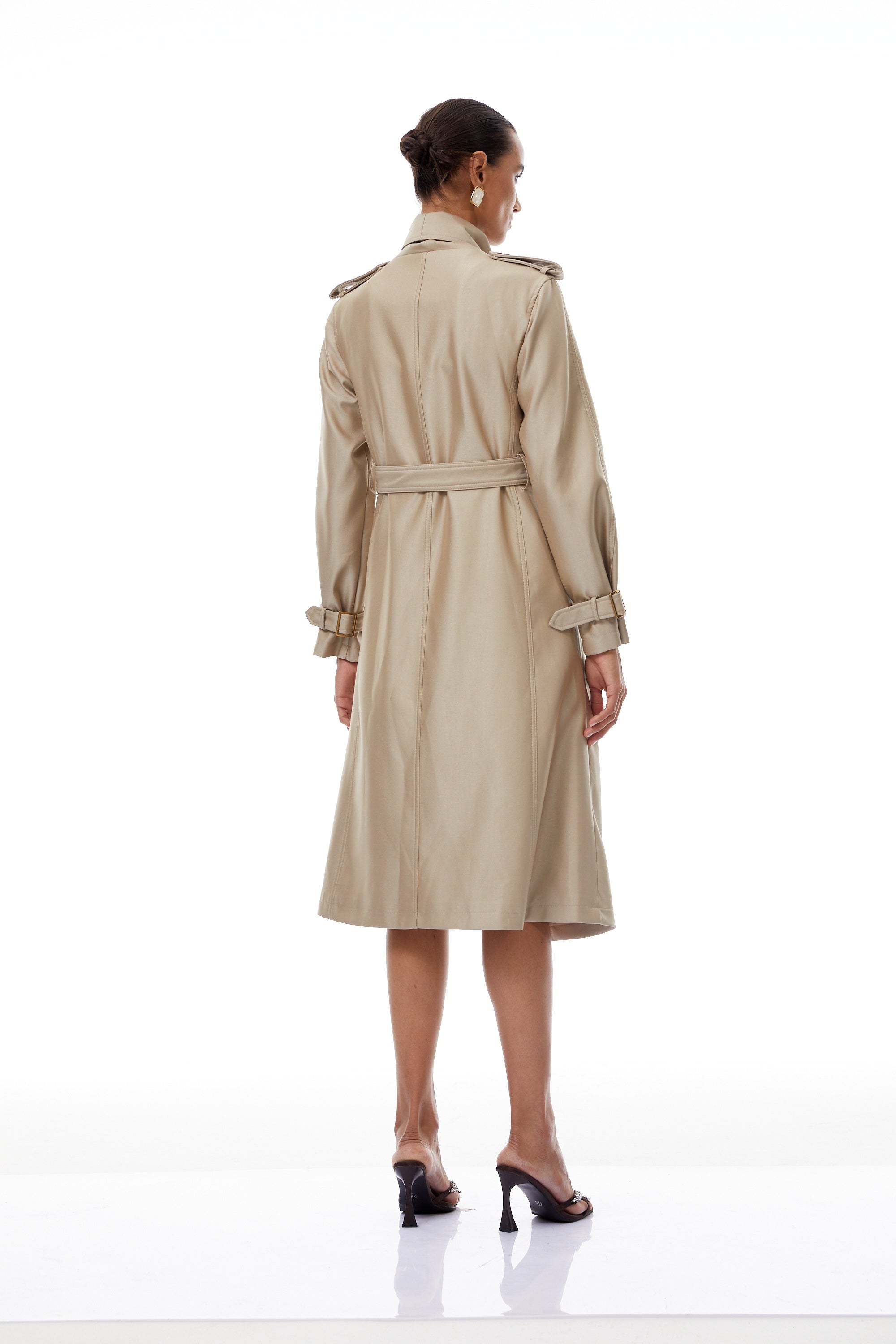 Szabina Khaki Asymmetrical Short Trench Coat (Final Sale)