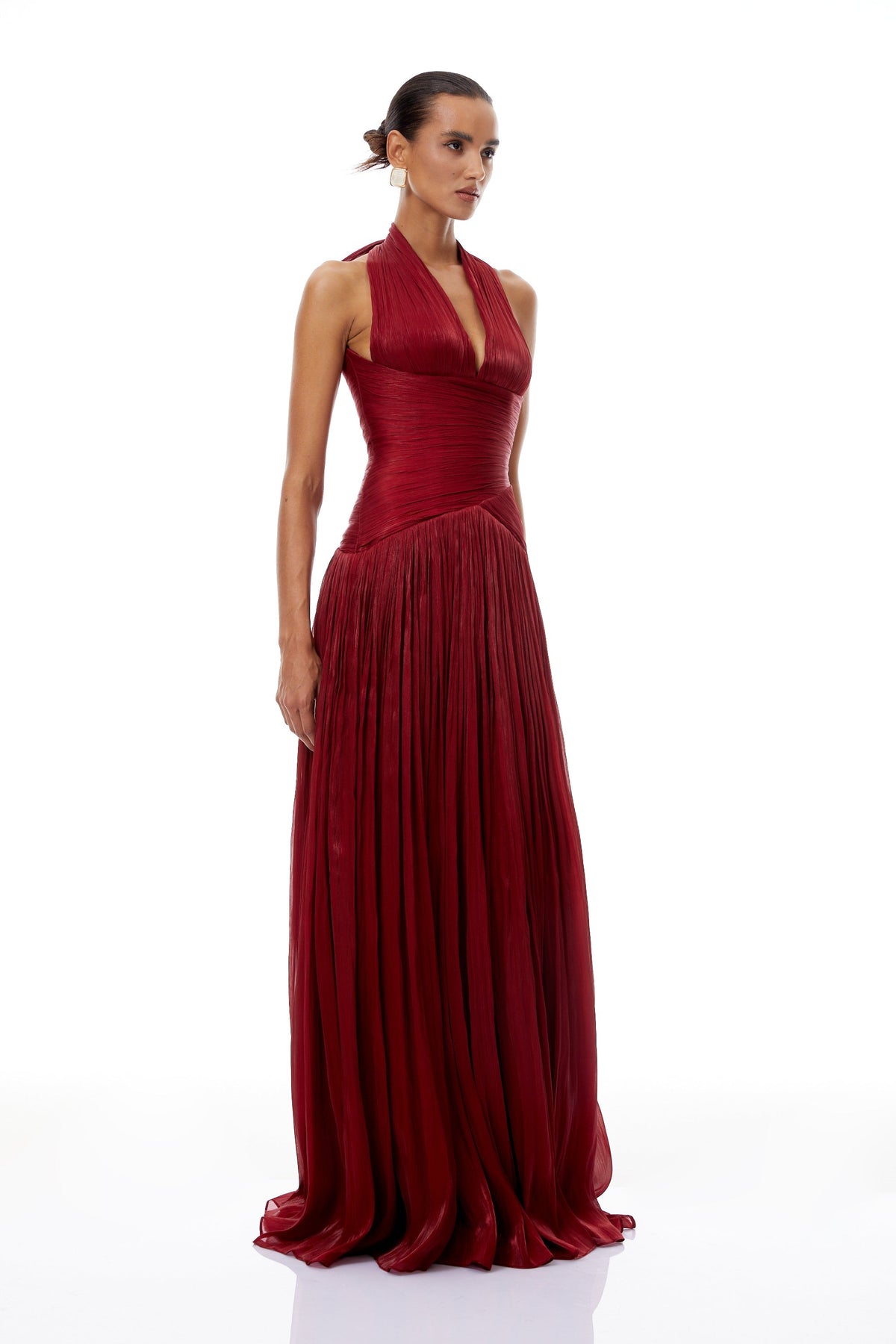 Uranie Red Gathered Maxi Dress
