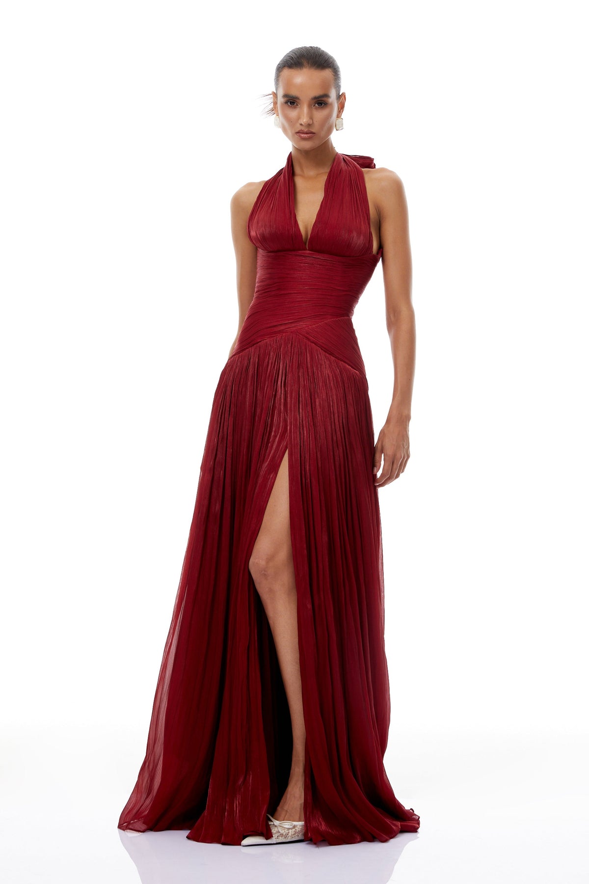 Uranie Red Gathered Maxi Dress