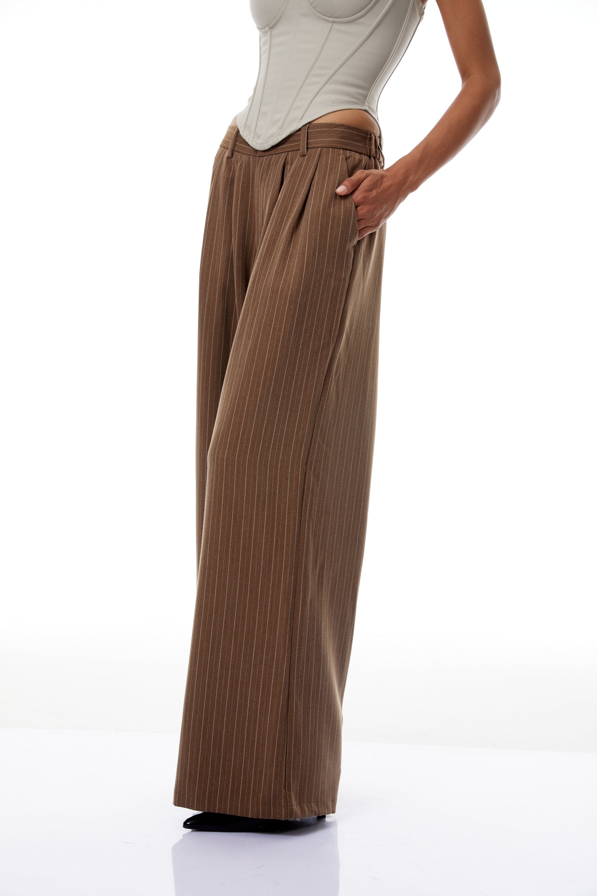 Clémence Brown Striped Trousers