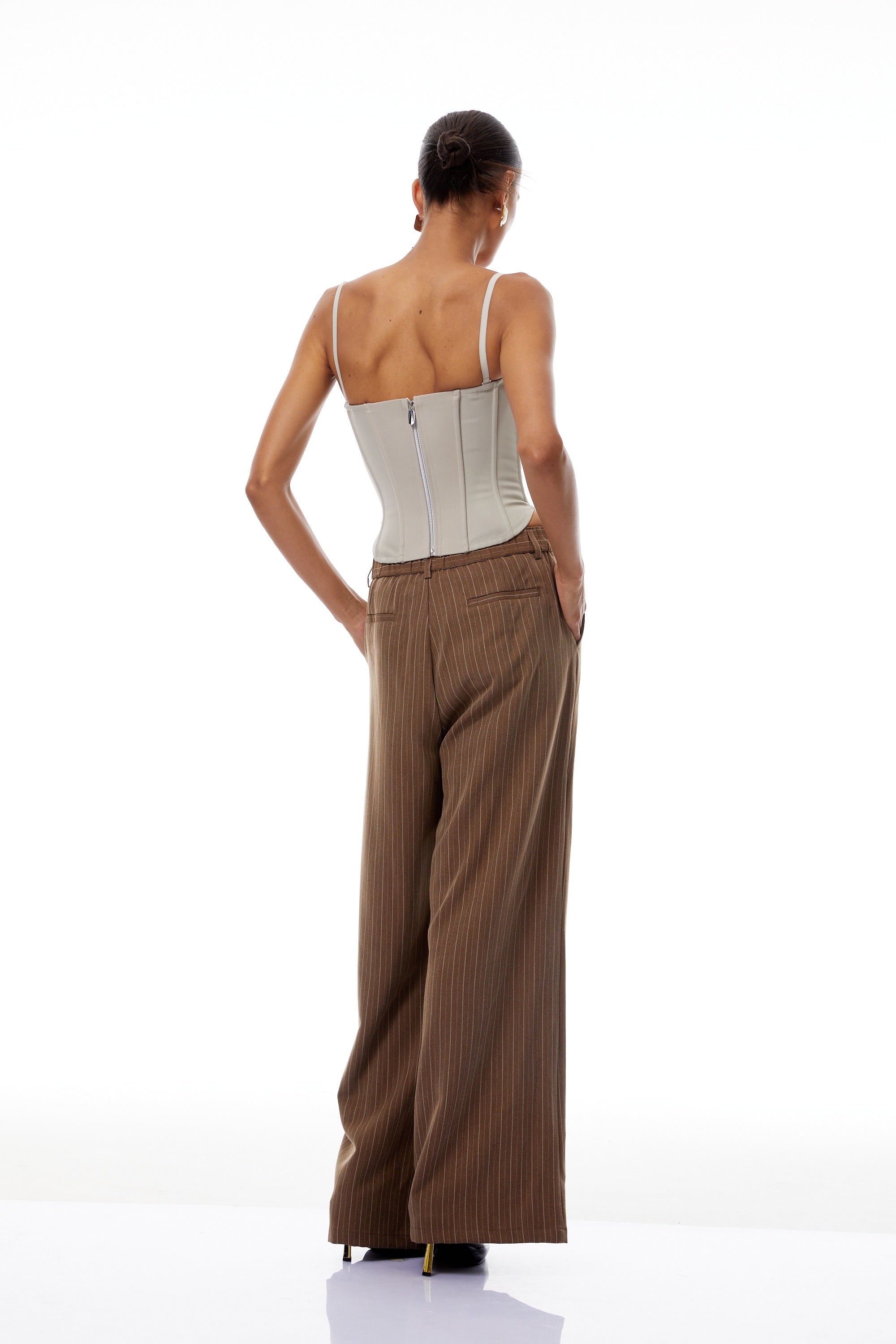 Clémence Brown Striped Trousers