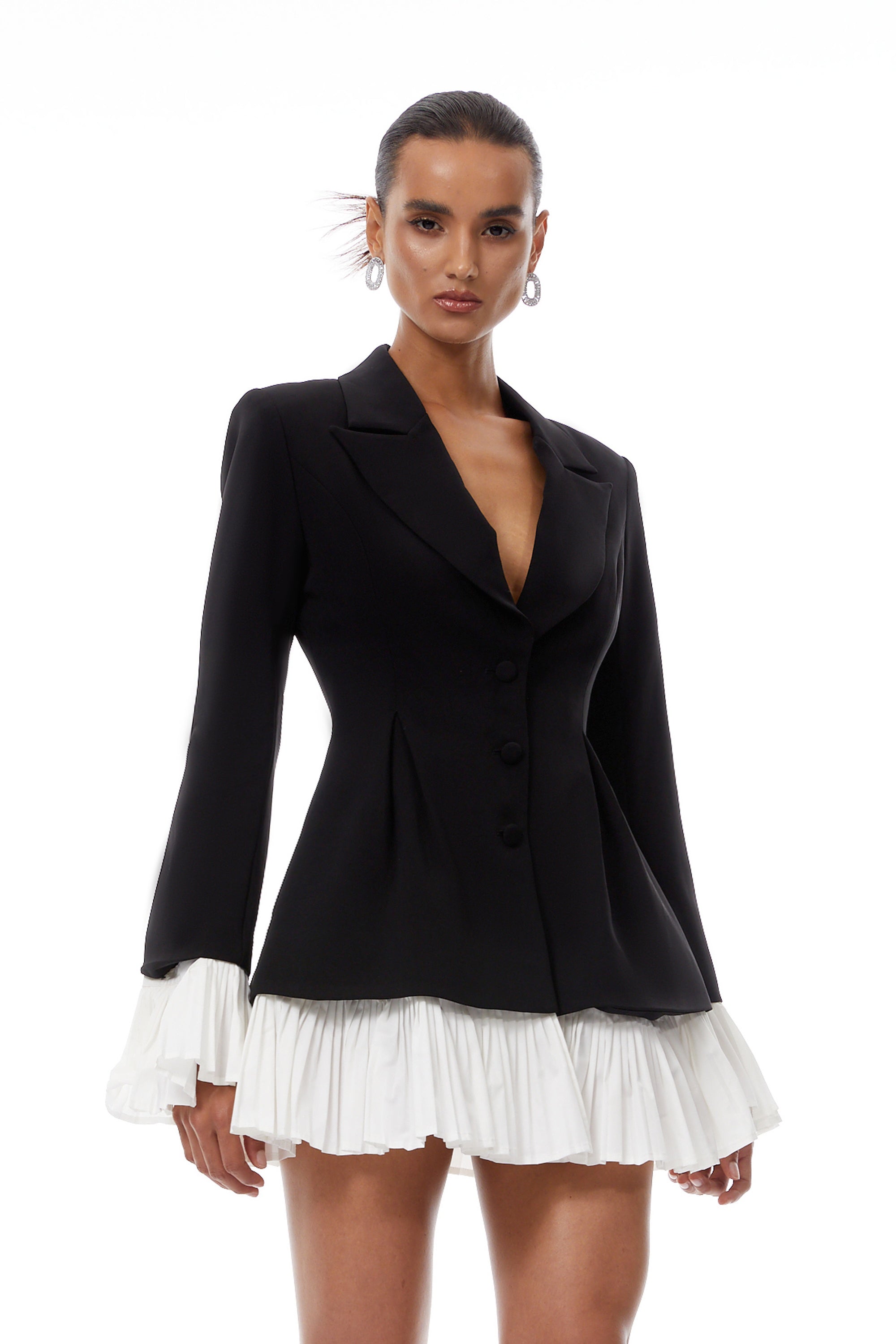 Rébecca Color Block Mini Blazer Dress - Black