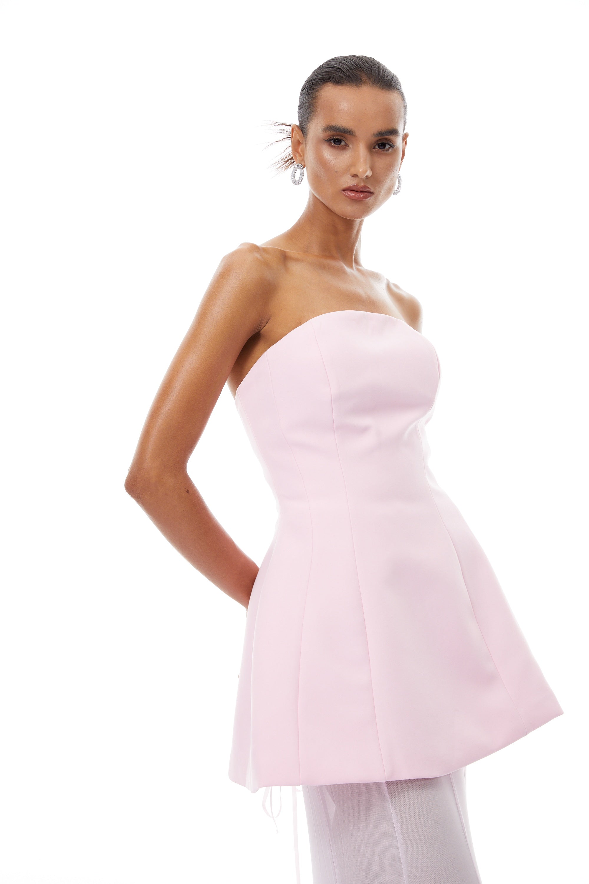 Mélanie Pink Corset Dress & Mesh Skirt Set
