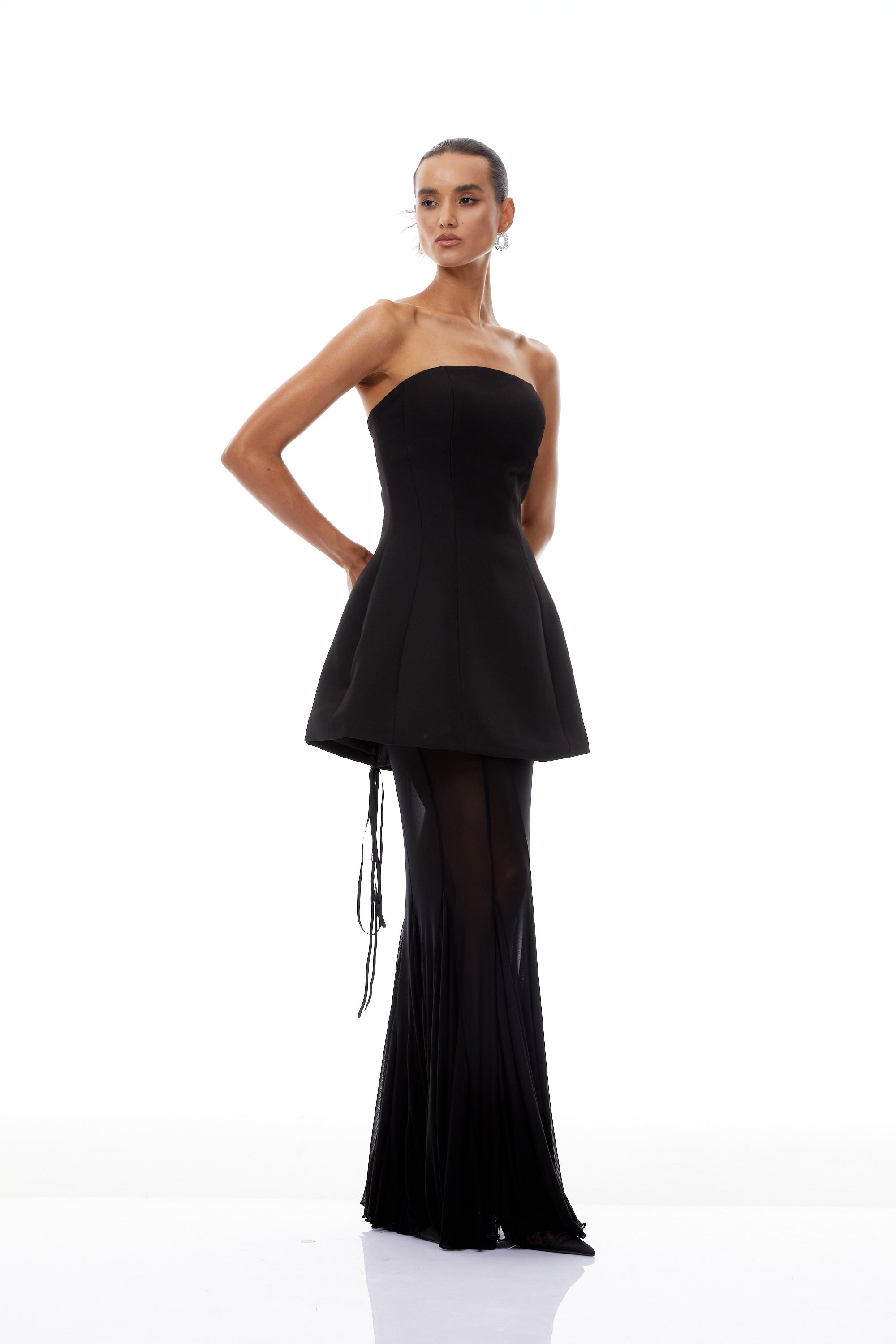 Mélanie Black Corset Dress & Mesh Skirt Set (Final Sale-US Only)