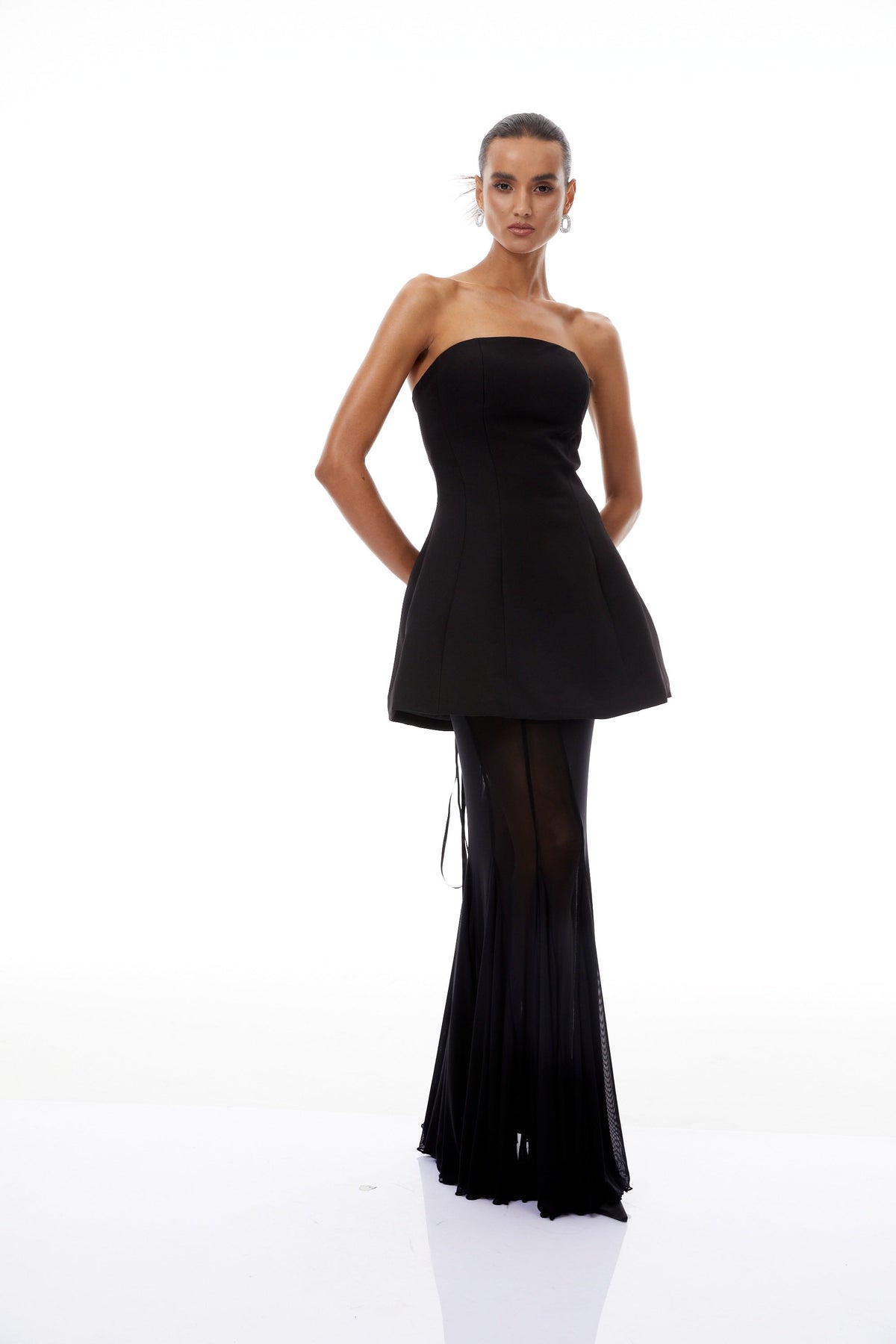 Mélanie Black Corset Dress & Mesh Skirt Set (Final Sale-US Only)