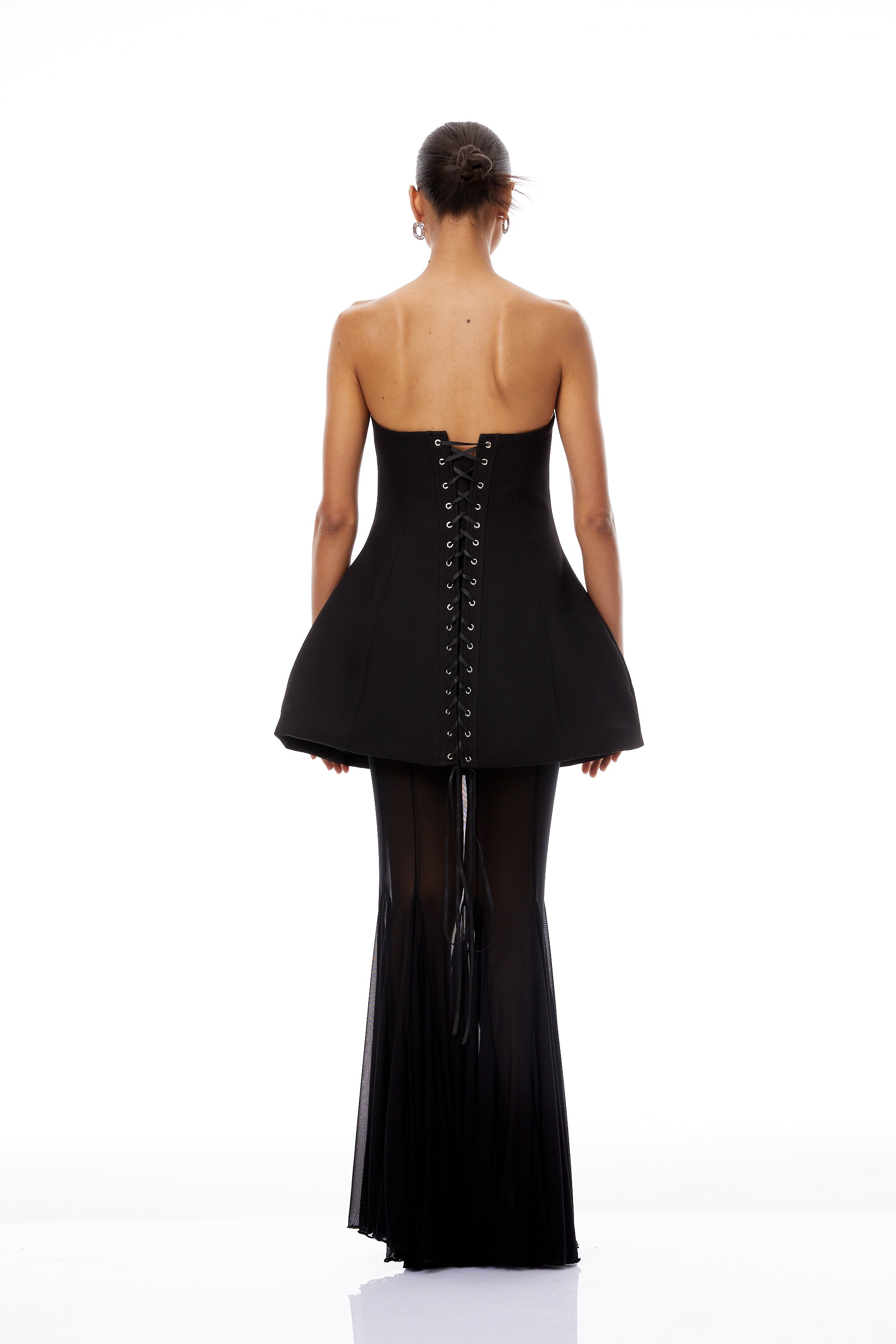 Mélanie Black Corset Dress & Mesh Skirt Set
