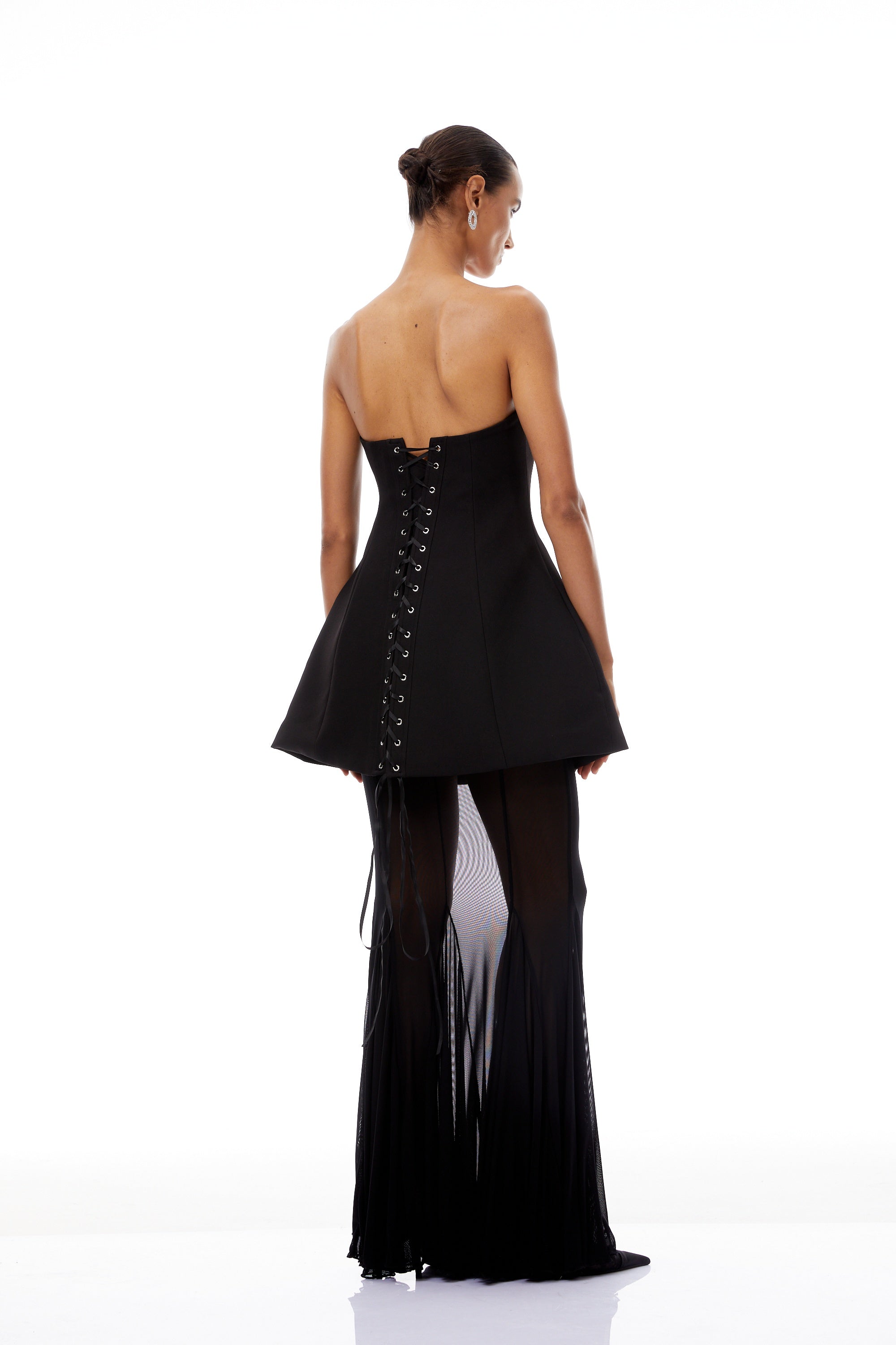 Mélanie Black Corset Dress & Mesh Skirt Set