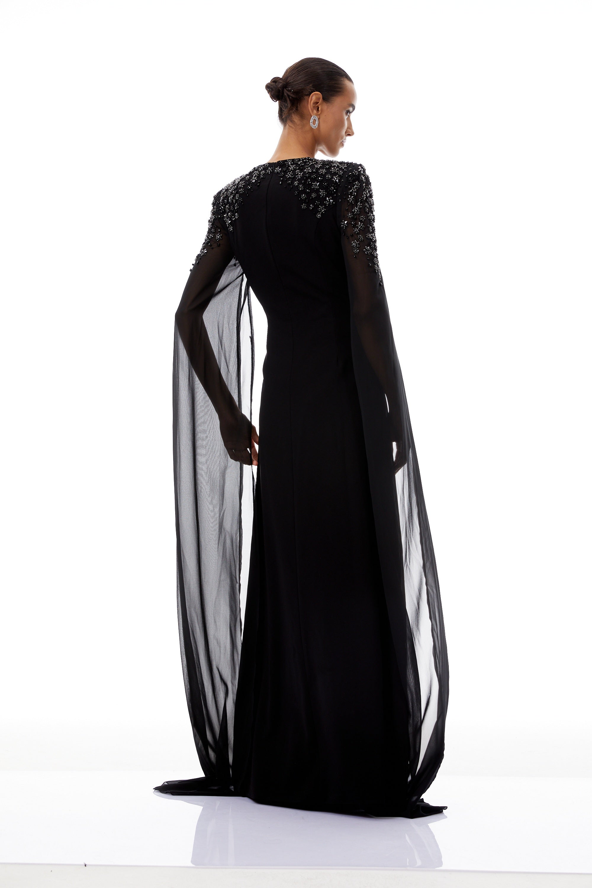 Yseult Black Embellished Maxi Gown