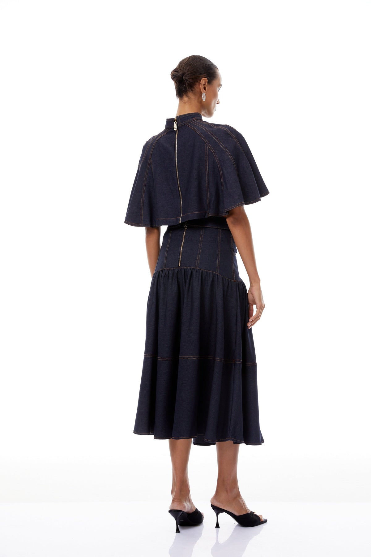 Octavie Indigo Blue Contrast Stitching Denim Set