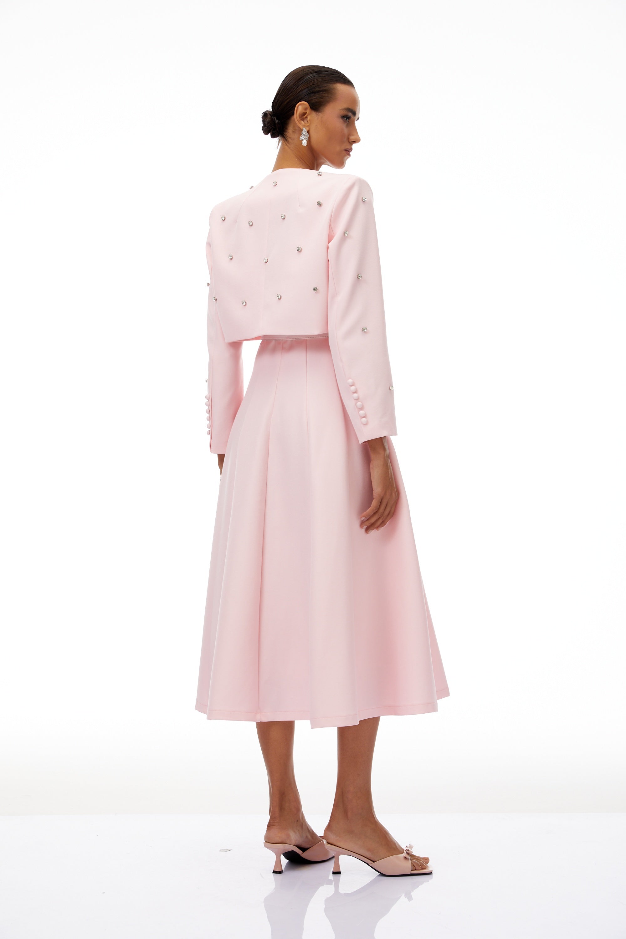 Valéria Pink Crystal Embellished Jacket & Dress Set