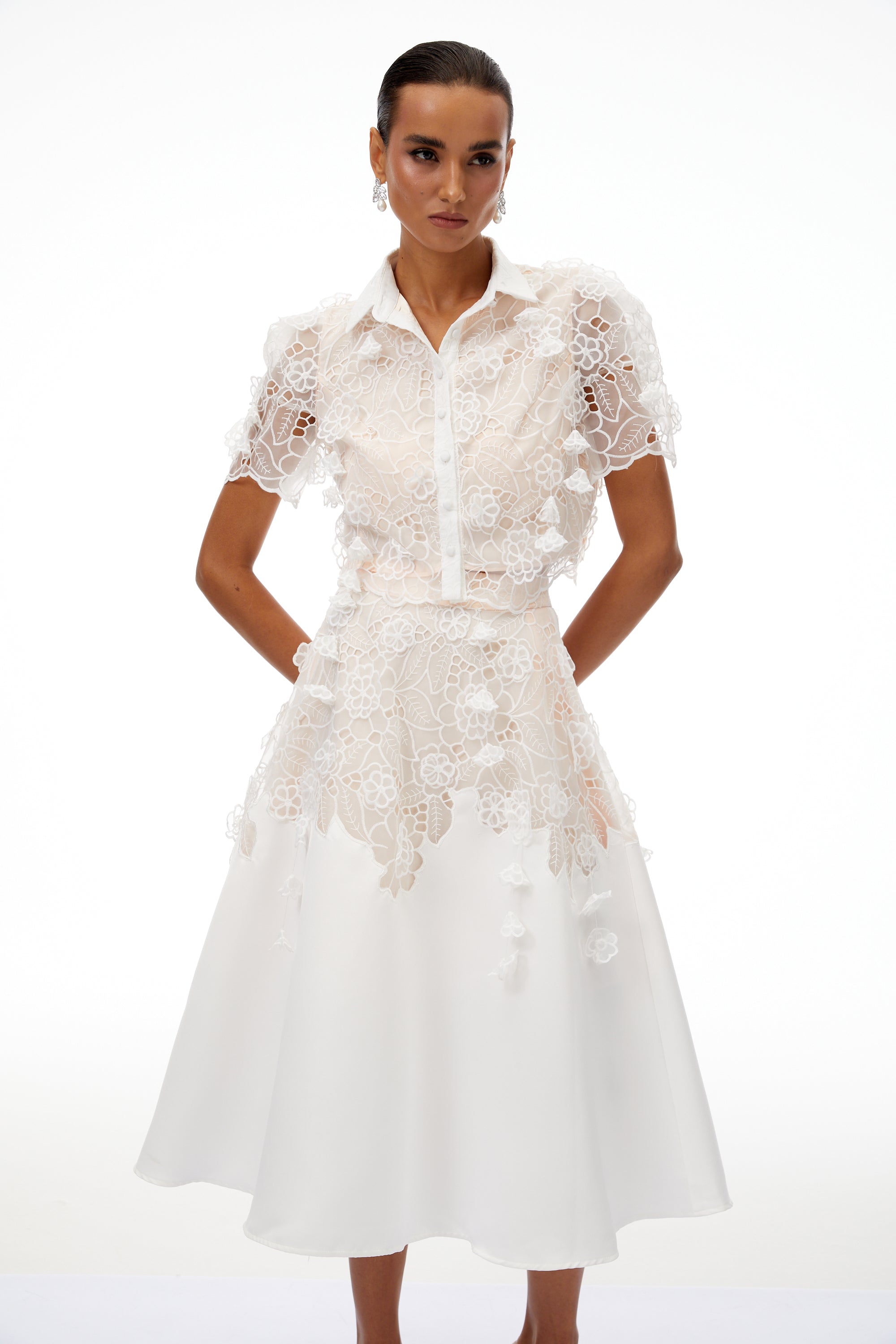 Annamária White Corded Lace Top & Skirt Set (Final Sale-US Only)