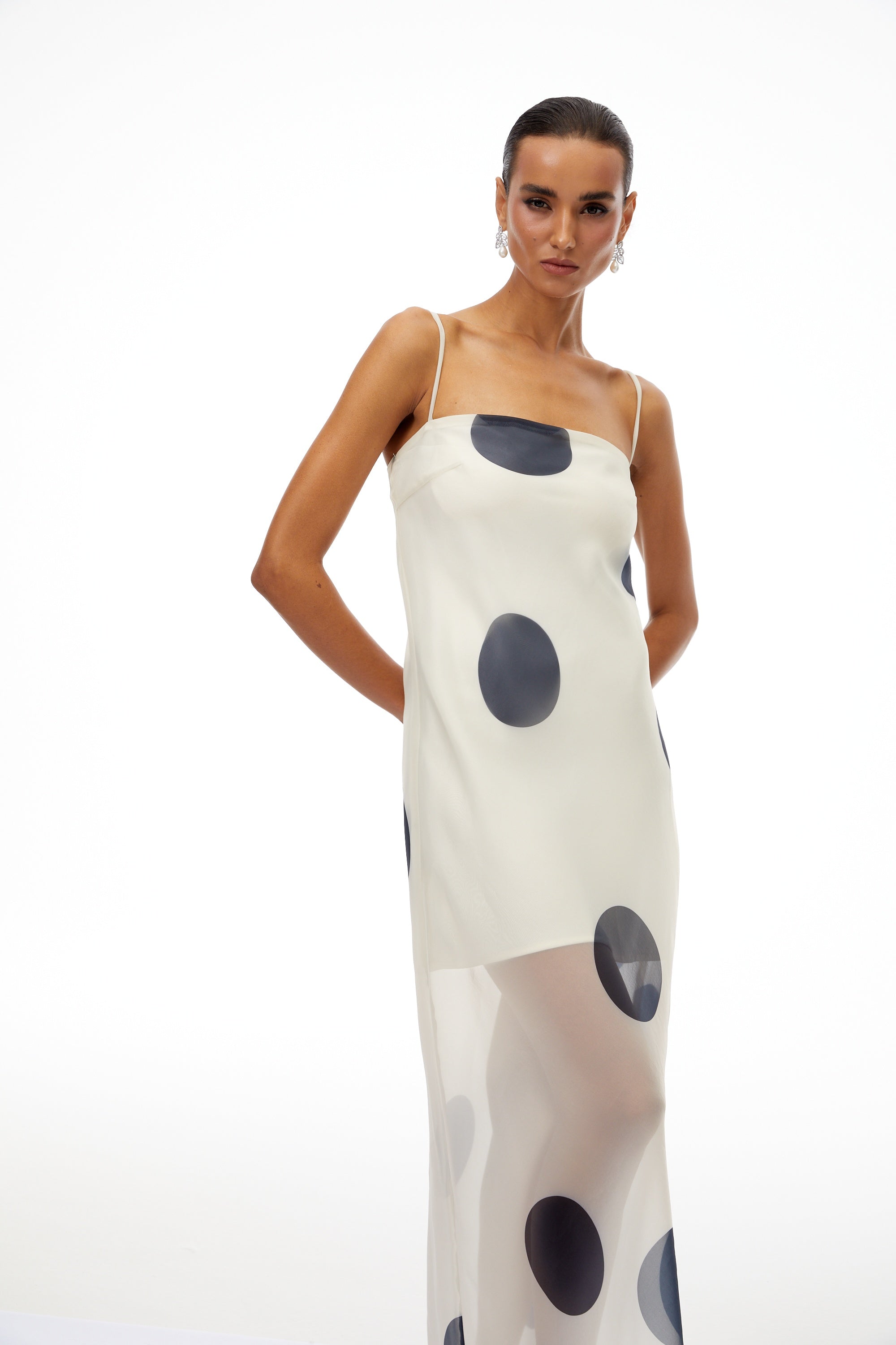 Josiane White Polka Dot Organza Maxi Dress (Final Sale-US Only)