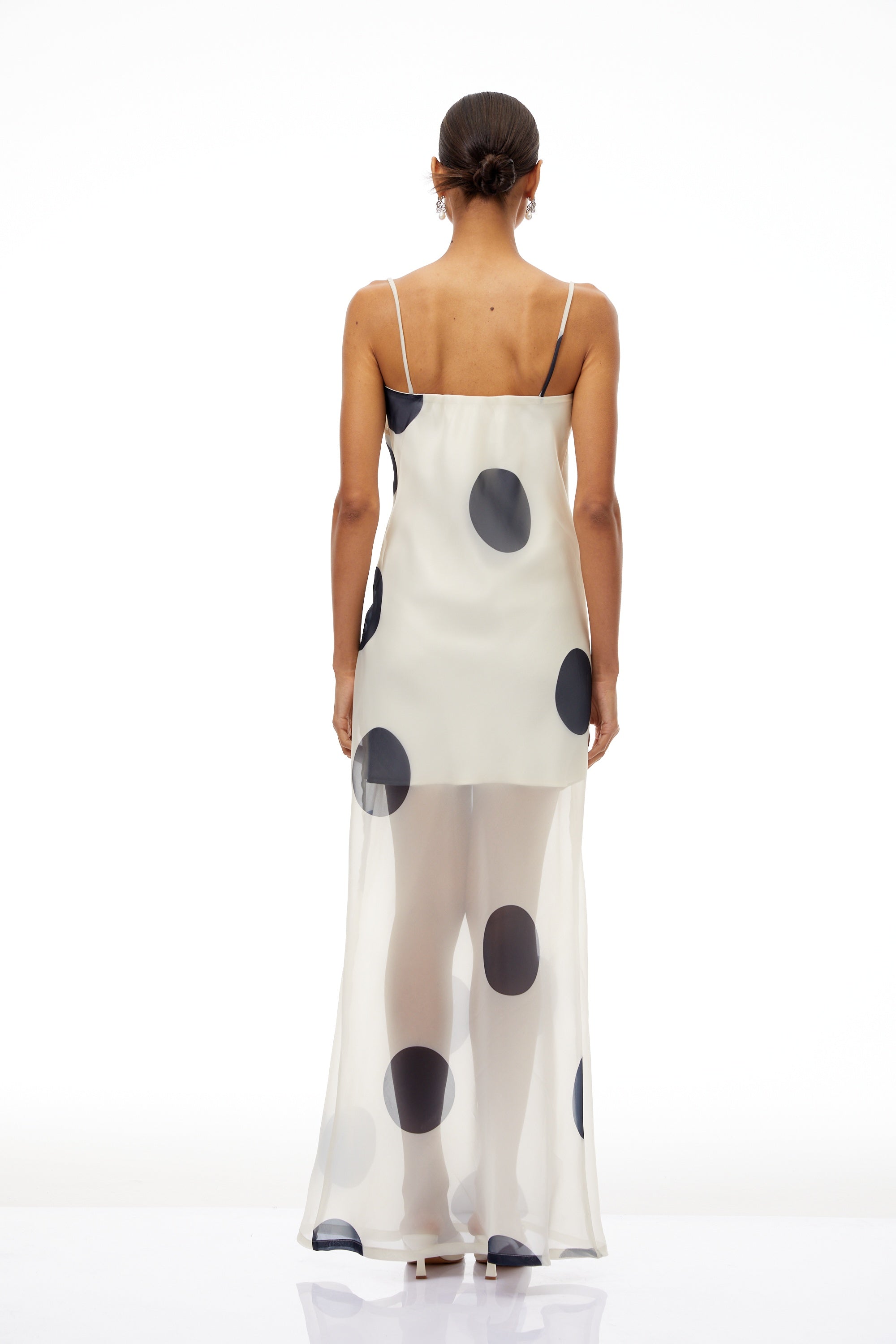 Josiane White Polka Dot Organza Maxi Dress (Final Sale-US Only)