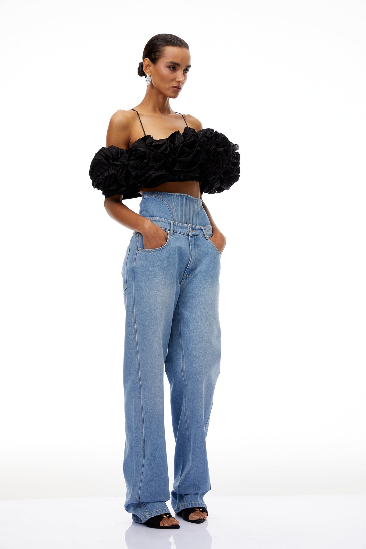Cosmina Light Blue Corset Panel Denim Jeans