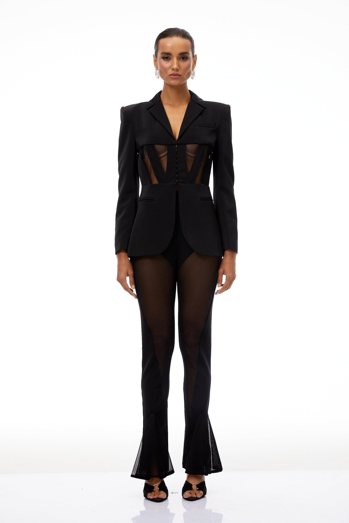 Noémie Black Corset Panelled Blazer (Final Sale)