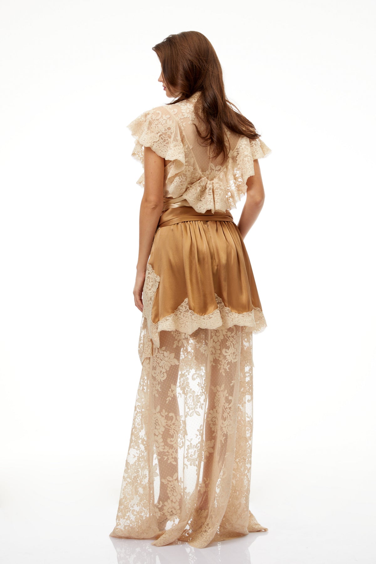 Pascale Neutrals Ribbon Detail Lace Top