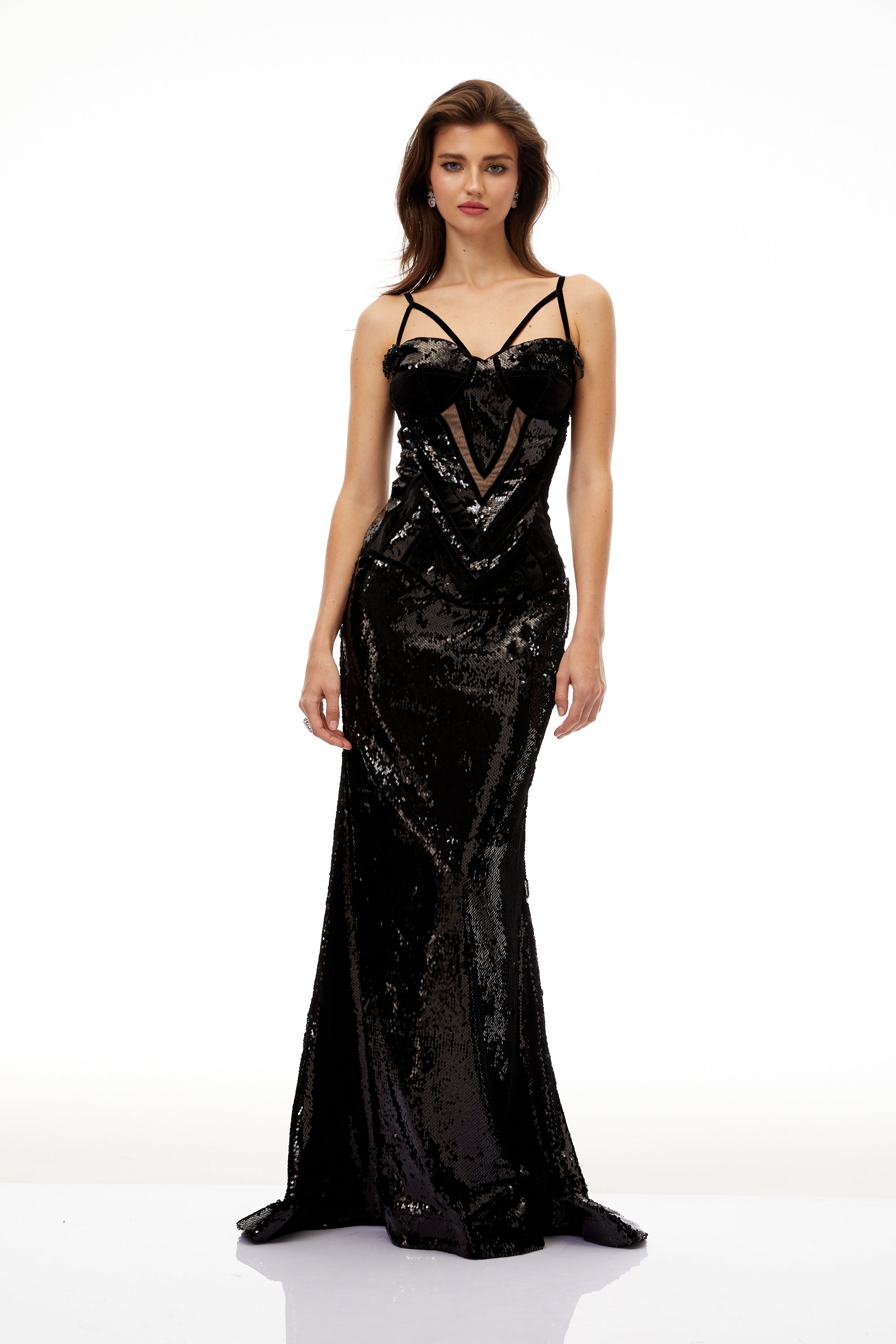 Tünde Black Sequined Mermaid Maxi Gown (Final Sale)