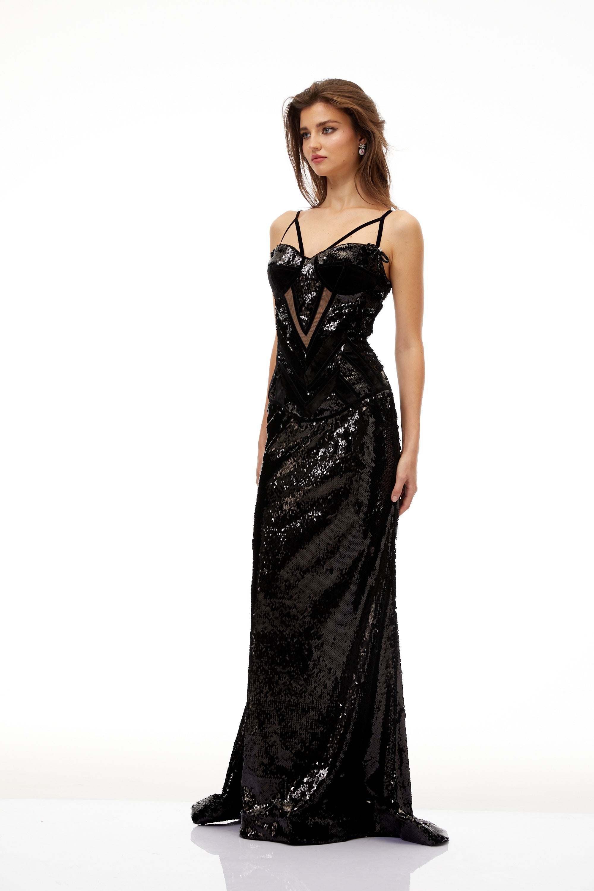 Tünde Black Sequined Mermaid Maxi Gown (Final Sale)