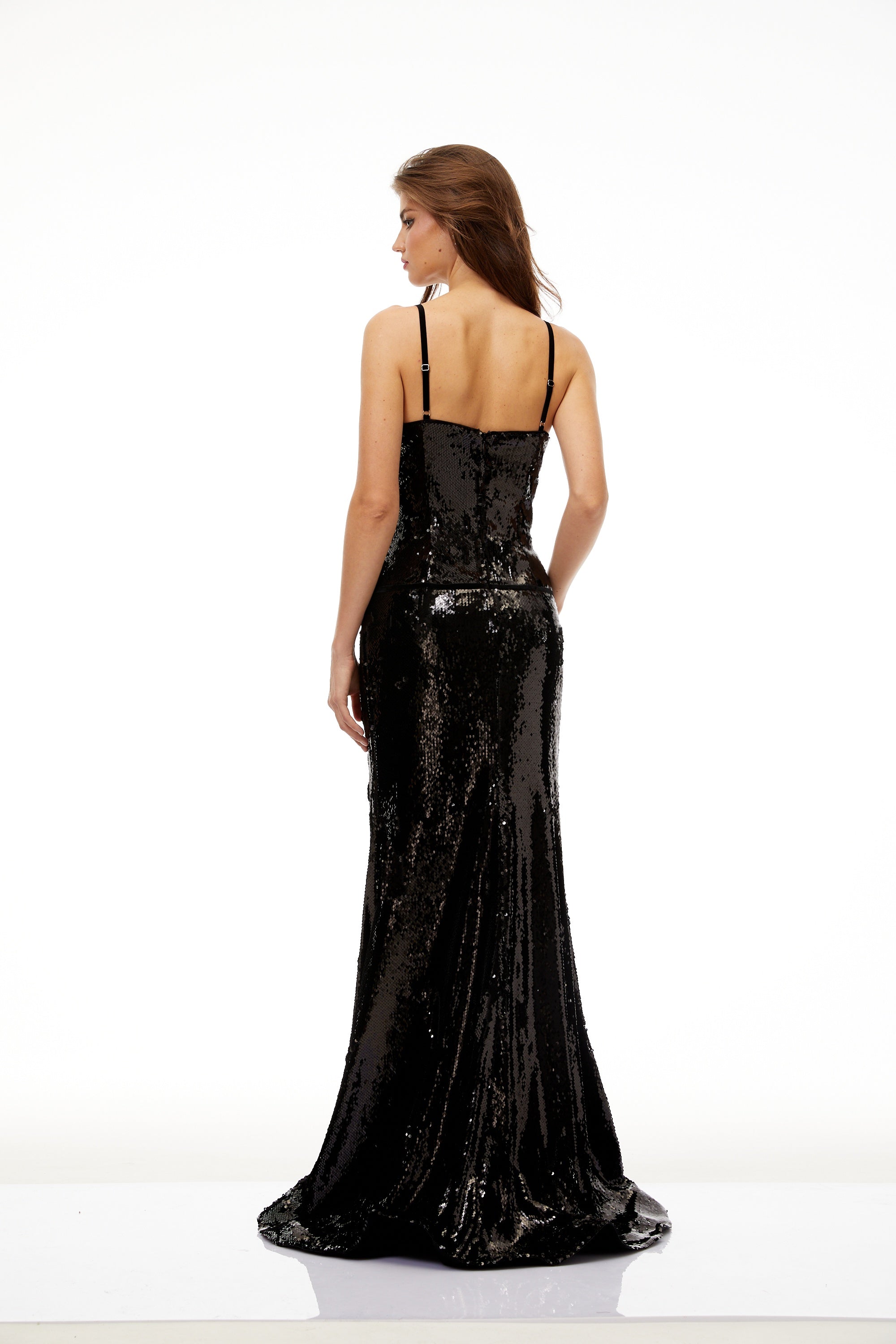 Tünde Black Sequined Mermaid Maxi Gown (Final Sale)
