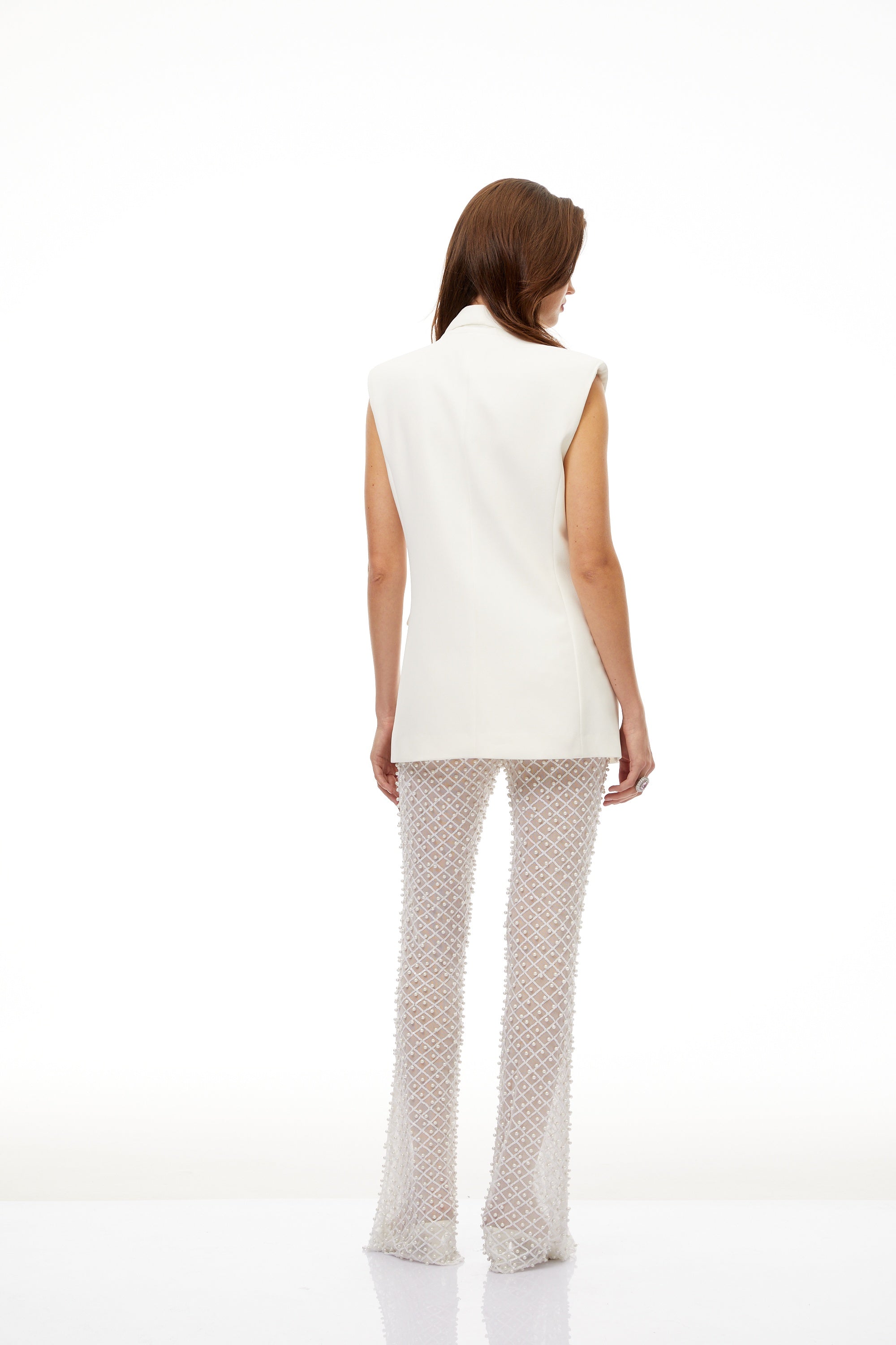 Zéphyrine White Embellished Double-Breasted Waistcoat (Final Sale)