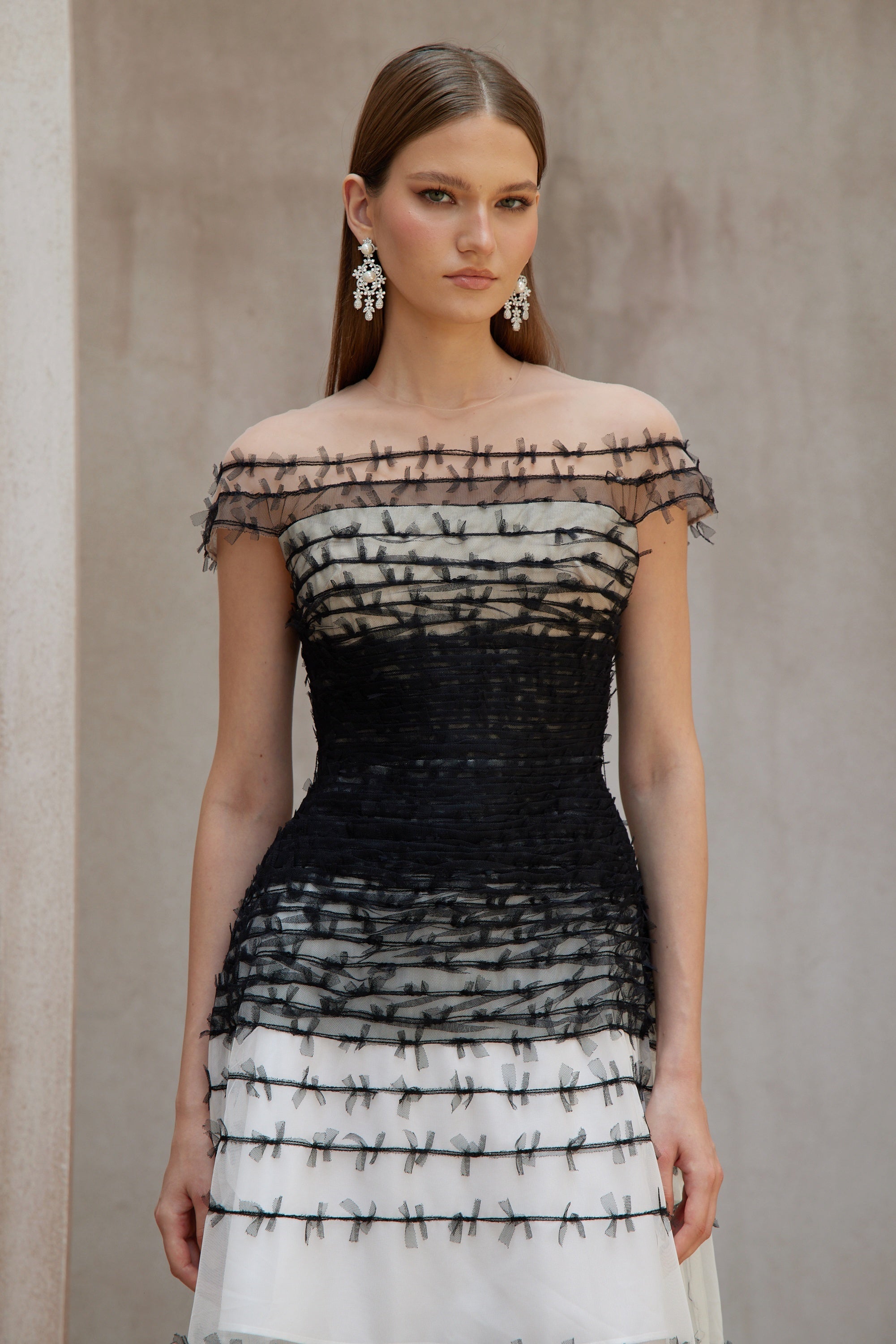 Eléonore Color Block Tulle Midi Dress (Final Sale-US Only)