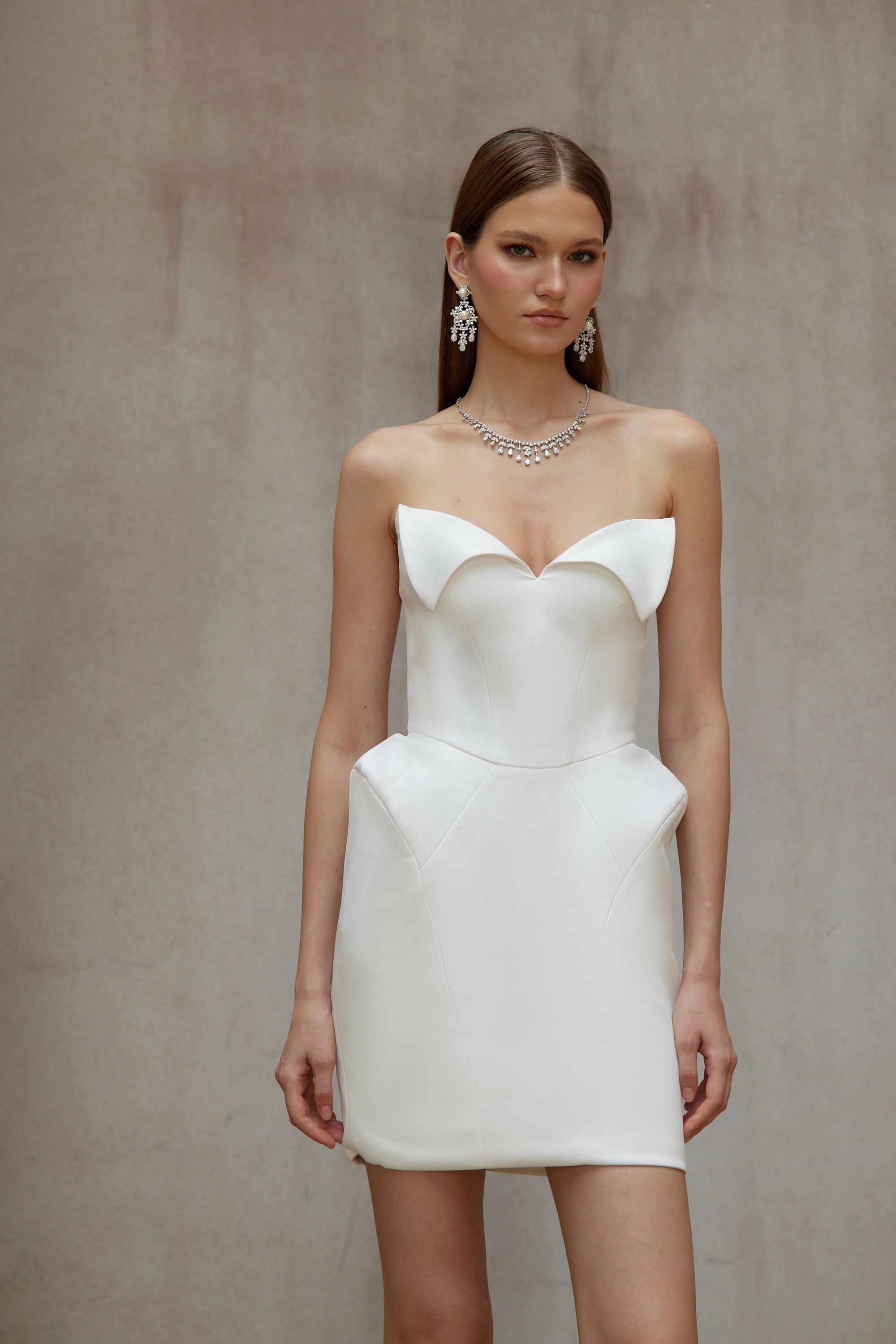 Alba White Barrel Waist Corset Mini Dress
