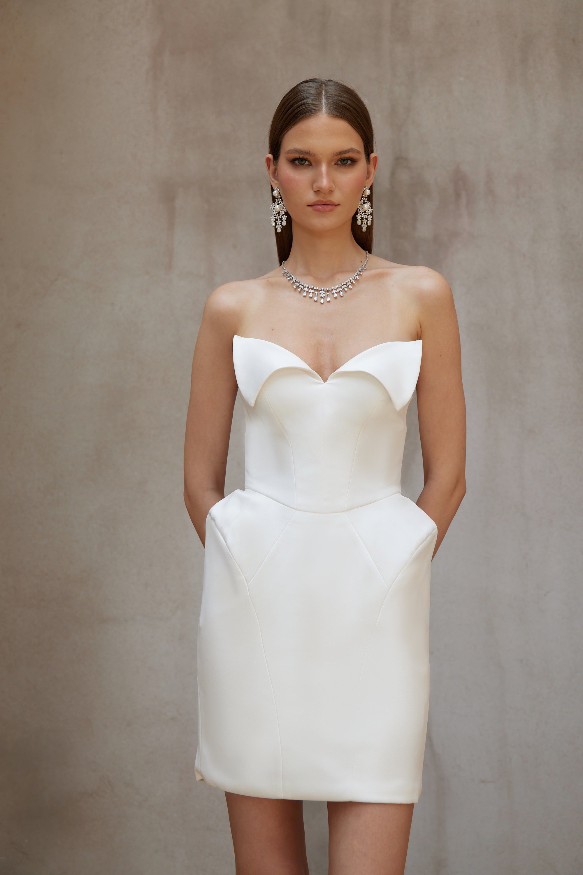 Alba White Barrel Waist Corset Mini Dress
